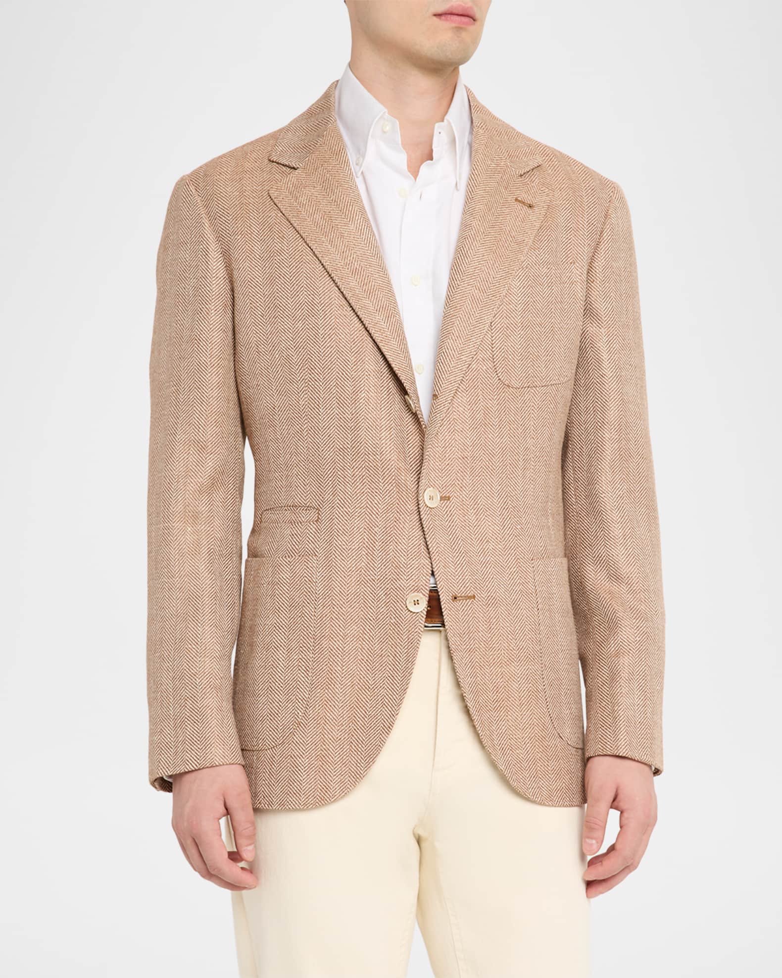 Brunello Cucinelli Men's Wool, Silk and Linen Herringbone Suit