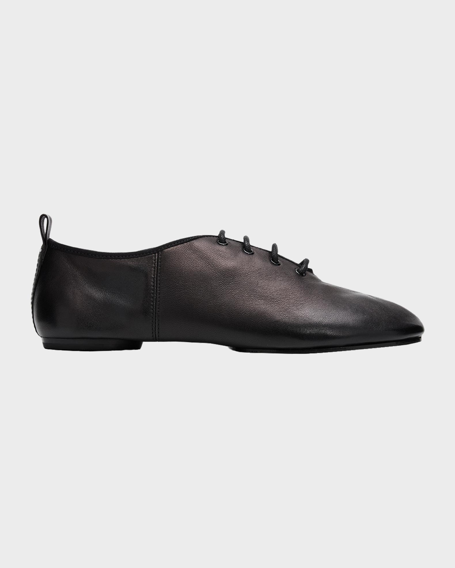 MAISON MARTIN MARGIELA Size 11 Black Leather Lace Up Shoes Maison Margiela Tabi Jazz Leather Lace-Up Flats | Neiman Marcus main image 3