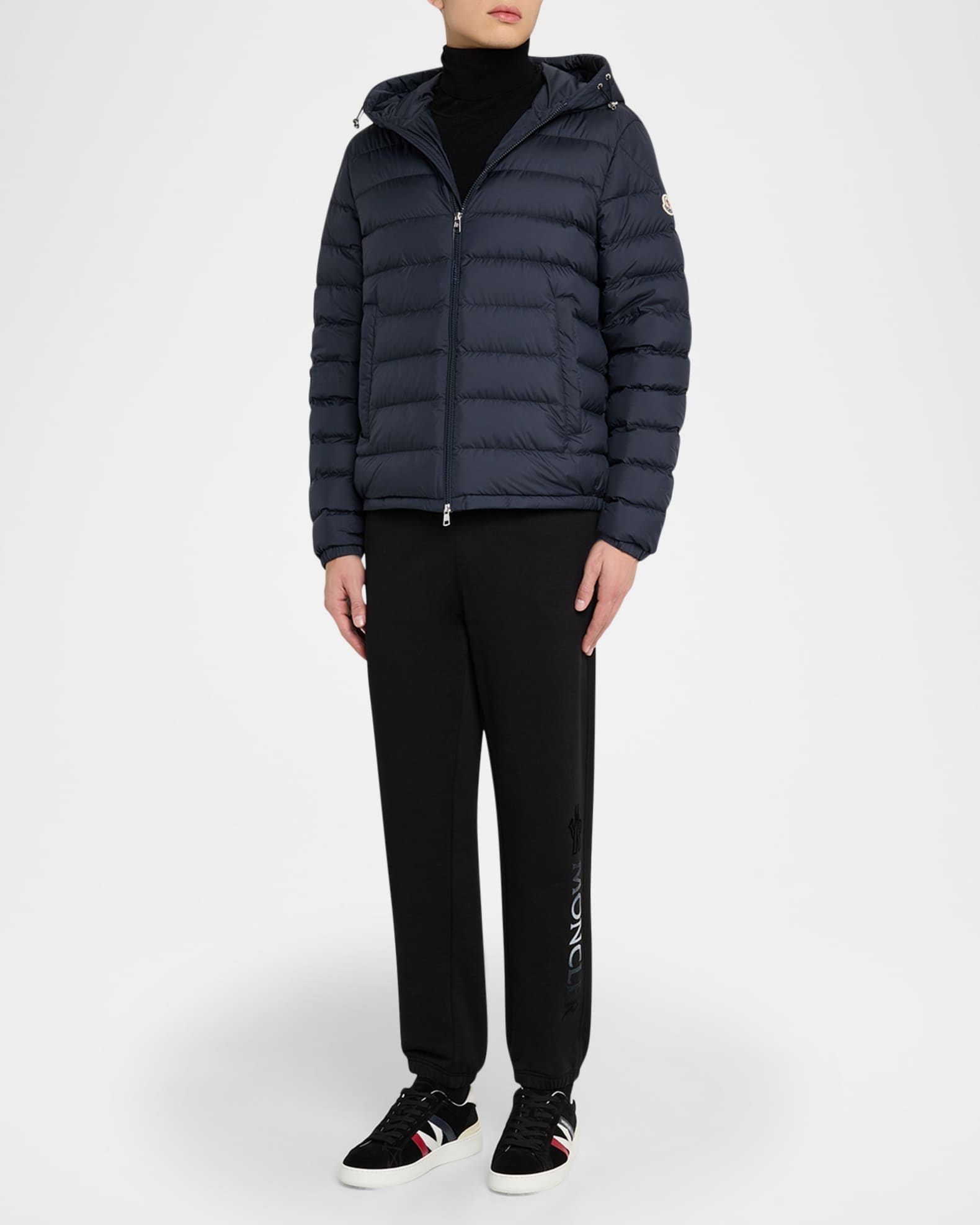 Moncler Men's Quilted Full-Zip Hooded Jacket | Neiman Marcus