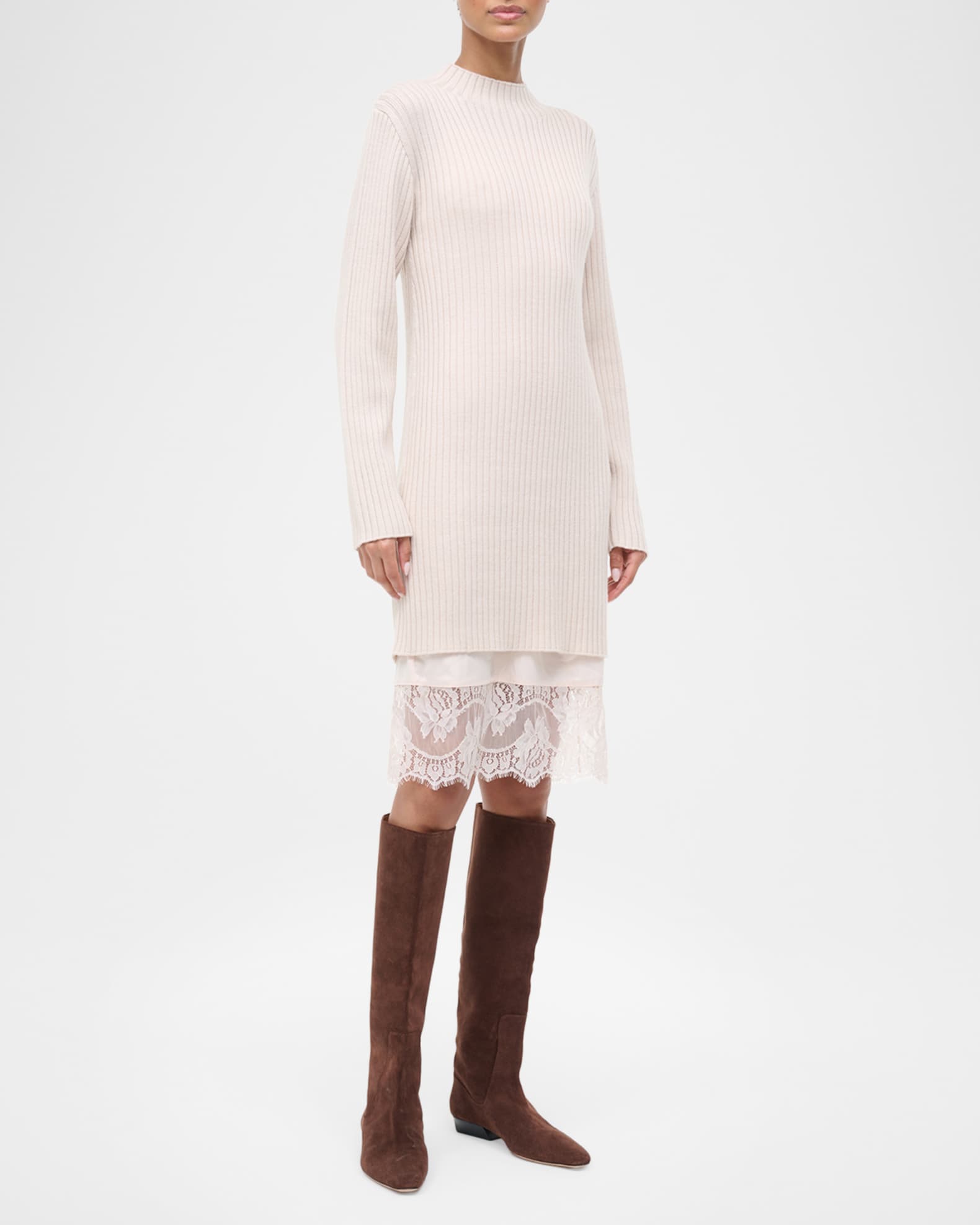 staud knit dress STAUD, Willow Sweater in Truffle, Size Medium Embrace the cocooning comfort and chic style of this Ivory Charade Sleeveless Sweater Dress Women's STAUD Gold/Royal Los Angeles