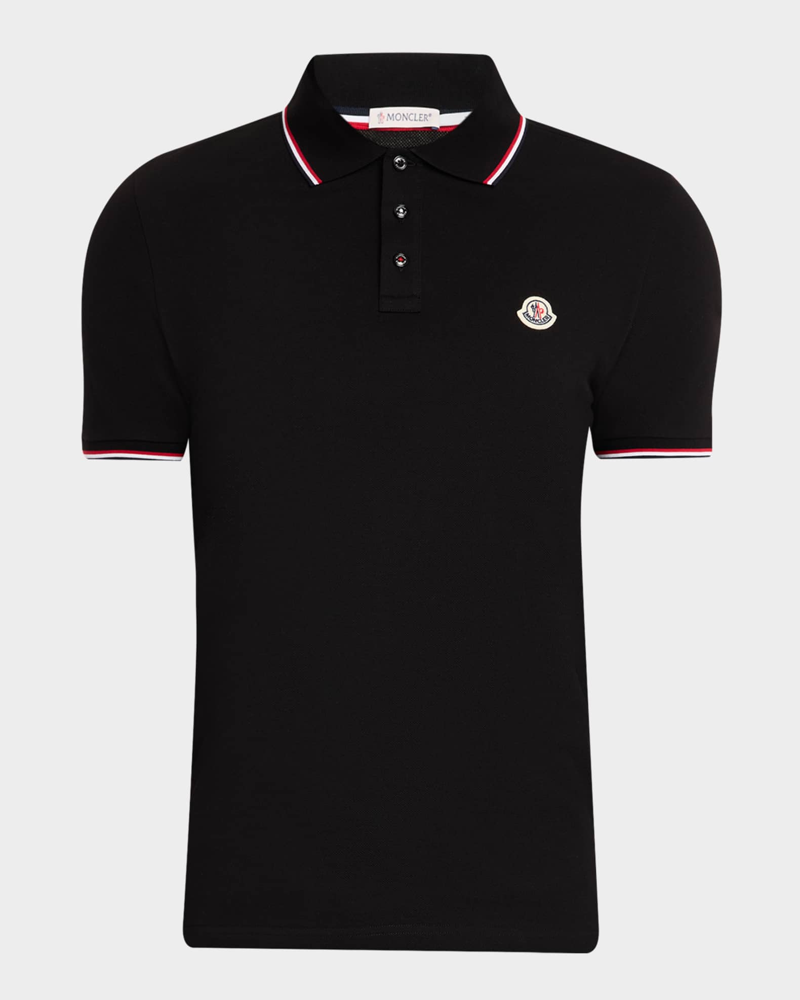 MONCLER モンクレール ポロ M Moncler Men's Stripe-Trim Cotton Polo Shirt | Neiman Marcus