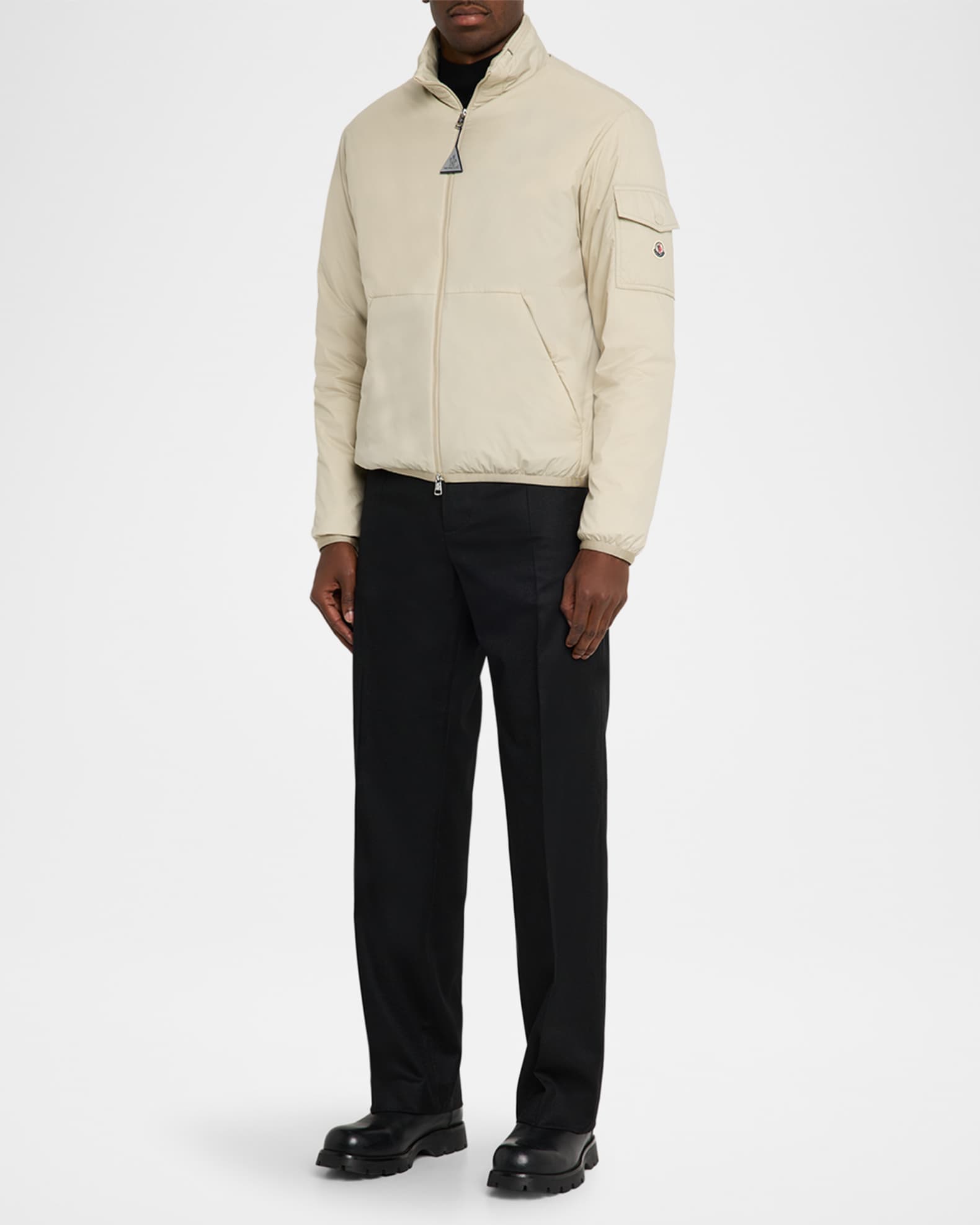 Moncler Men's Nylon Jacket with Stowaway Hood | Neiman Marcus