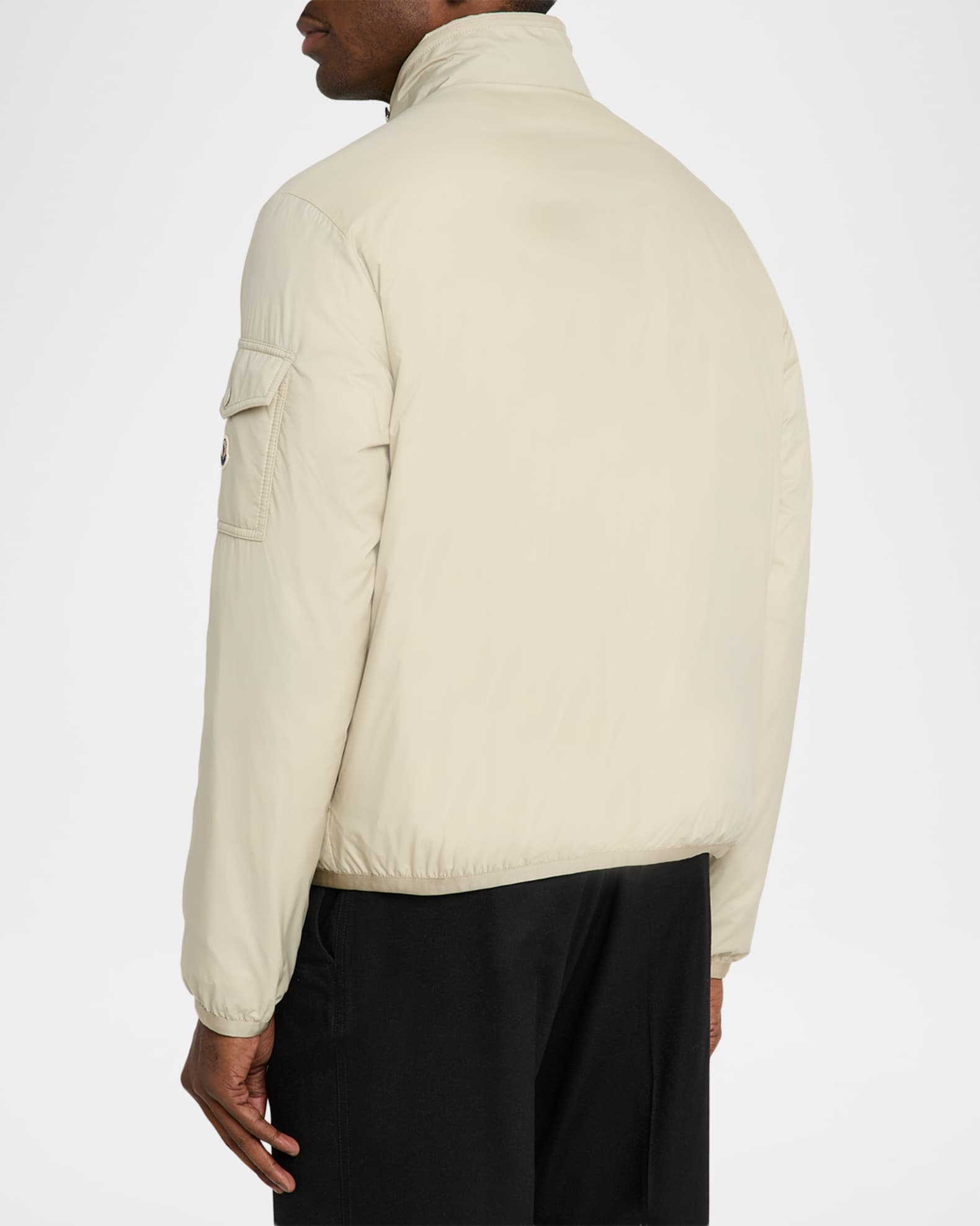 Moncler Men's Nylon Jacket with Stowaway Hood | Neiman Marcus
