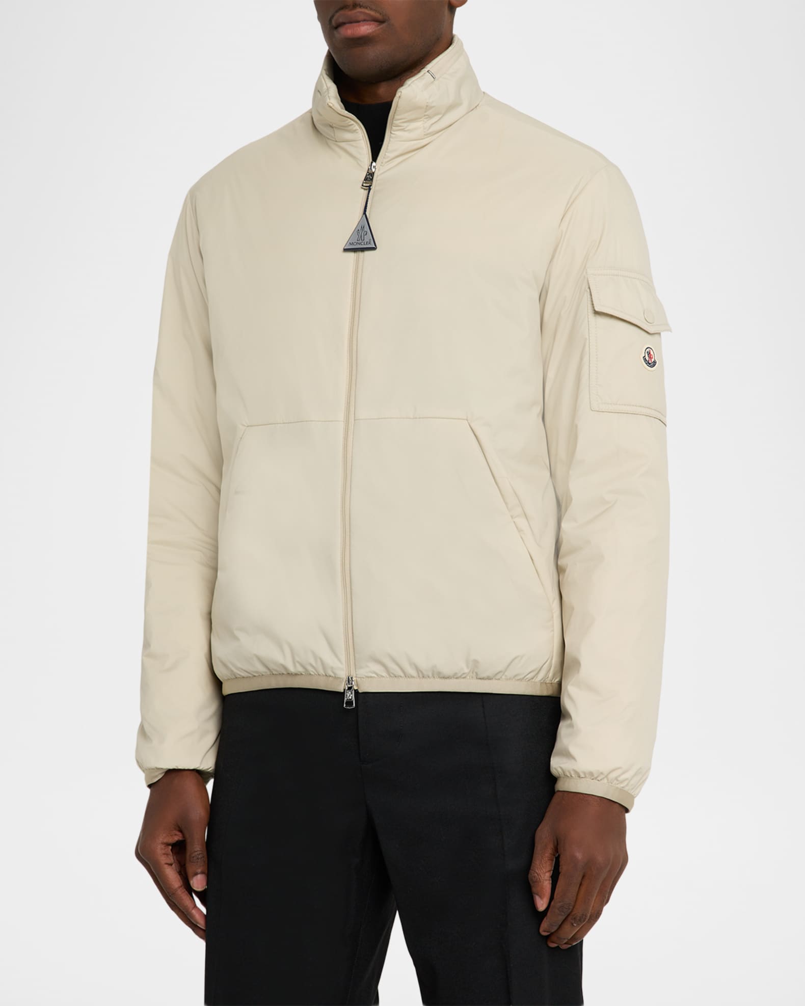 Moncler Men's Nylon Jacket with Stowaway Hood | Neiman Marcus