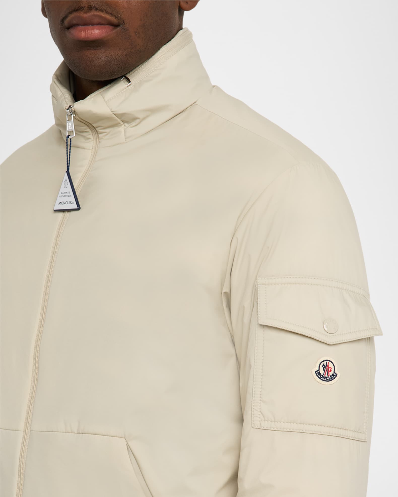 Moncler Men's Nylon Jacket with Stowaway Hood | Neiman Marcus