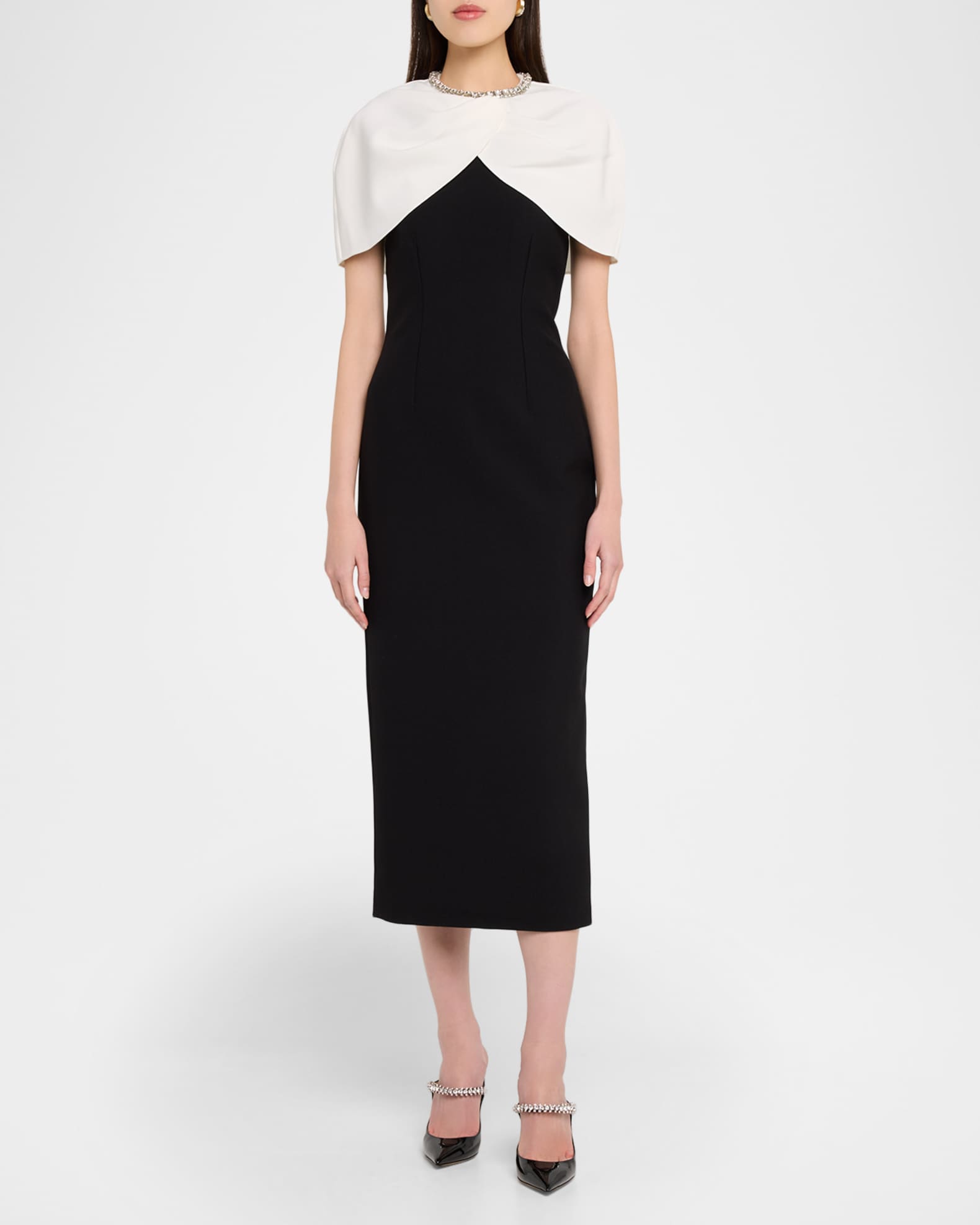 animatronics dress to impress R&M Richards Women's Back Capelet Cocktail Dress, Silver, 8 main image 1