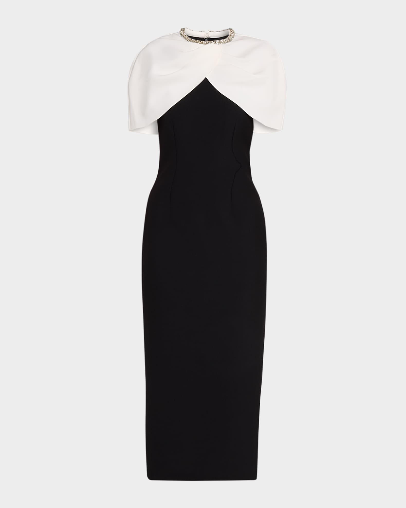 Roland Mouret Crystal Colorblock Capelet Midi Dress, Black, Women's, 6UK, Cocktail & Party Wedding Guest Dresses Midi Dresses