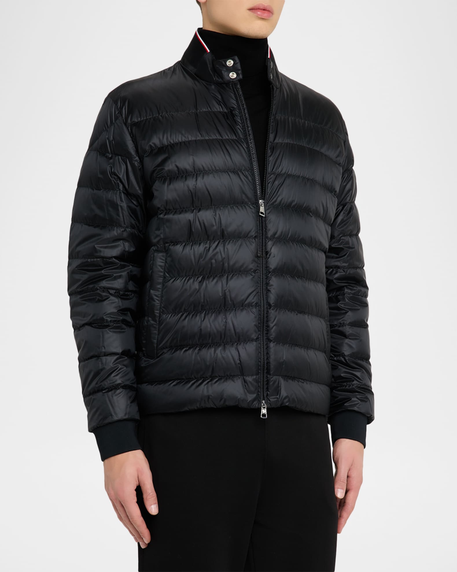 MONCLER ダウン Moncler Men's Quilted Nylon Short Down Jacket | Neiman Marcus