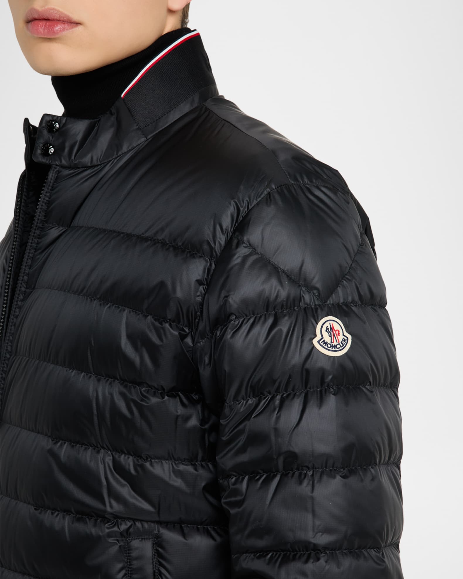 Moncler Men's Quilted Nylon Short Down Jacket | Neiman Marcus