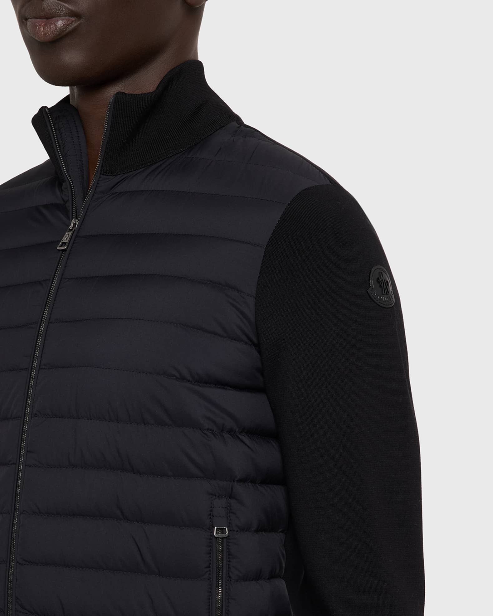 Moncler Men's Padded Crêpe Cotton Full-Zip Cardigan | Neiman Marcus