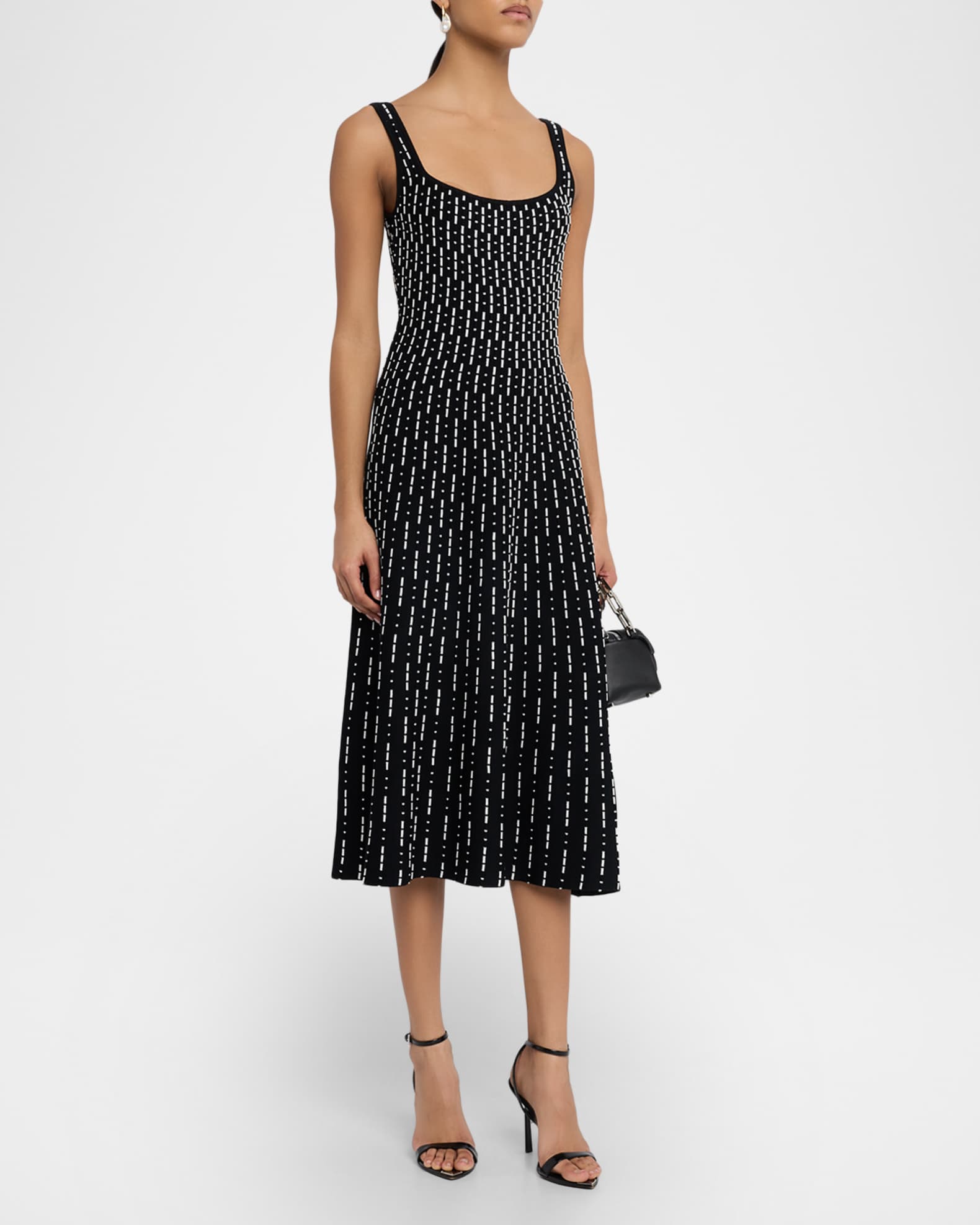 80s midi dress Vintage 80s Black & White Polka Dot Midi Dress with Puff Sleeves