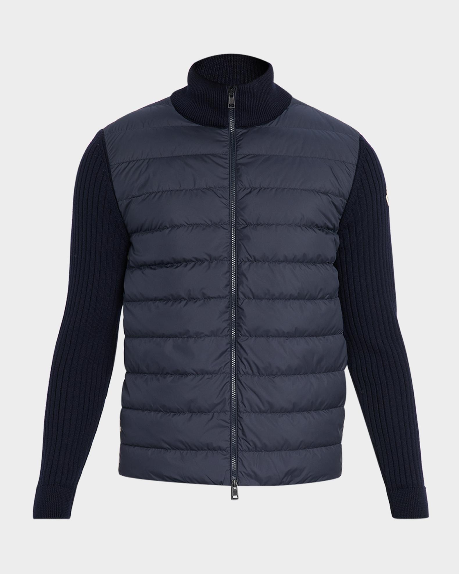 Moncler Men's Padded Wool Full-Zip Cardigan | Neiman Marcus