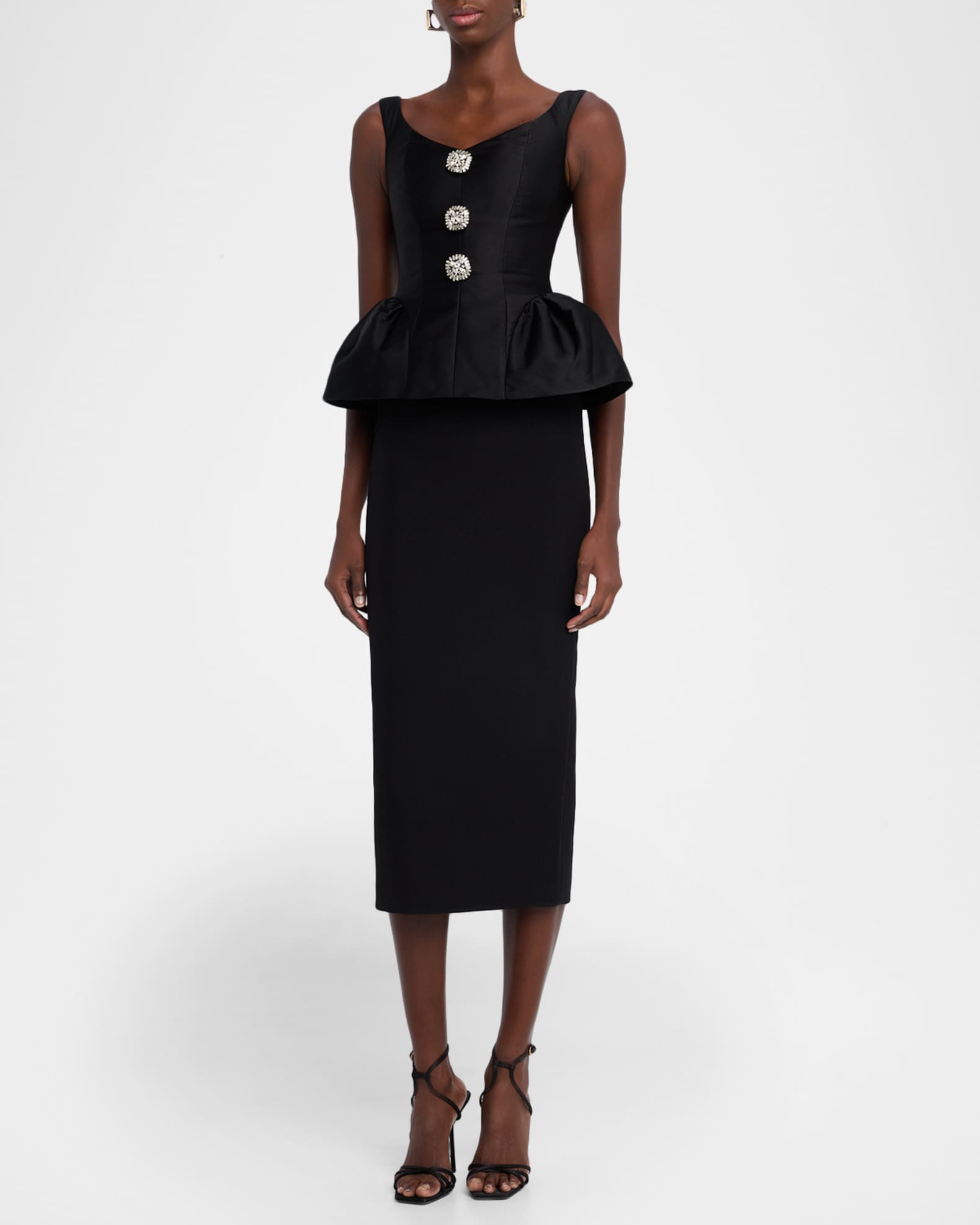 black crochet dress midi Clotilde Black crochet-knit midi dress, S / Black