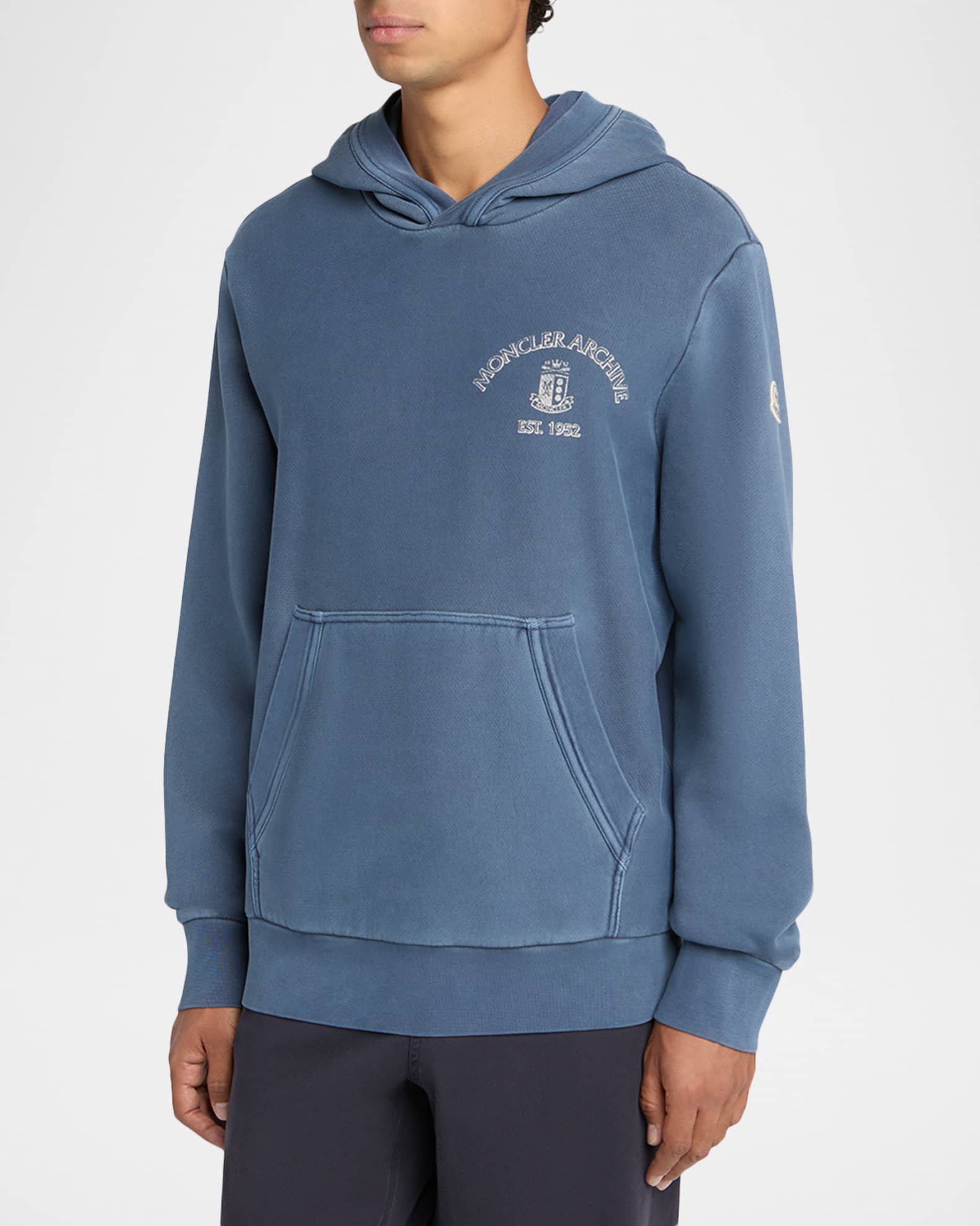 Moncler Men's Rowing Logo Cotton Hoodie | Neiman Marcus