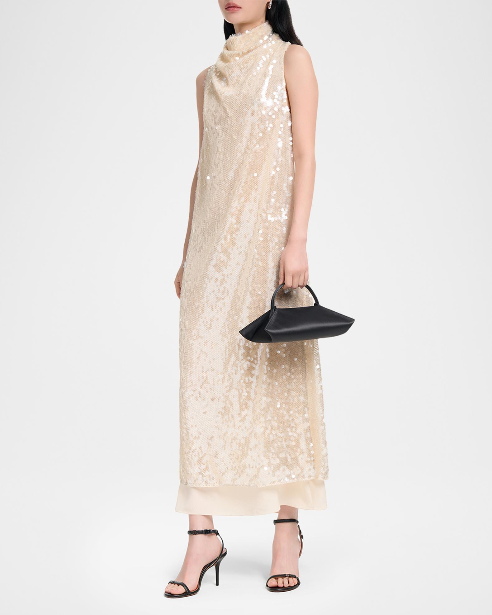 altuzarra sequin dress Altuzarra Women's Noor Sequined Draped Cocktail Dress - Macadamia