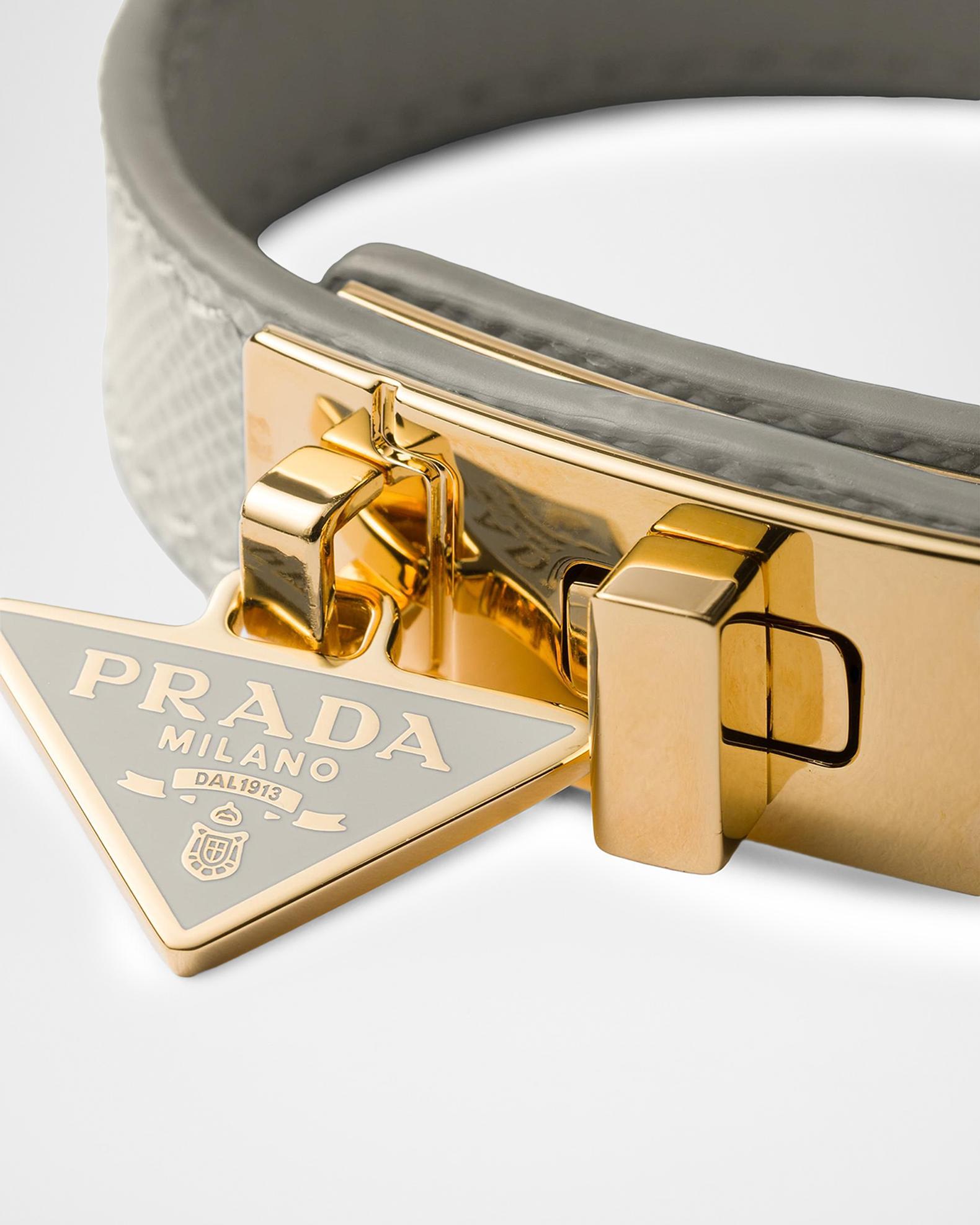 Prada Saffiano Leather Bracelet with Logo Charm | Neiman Marcus display picture 1