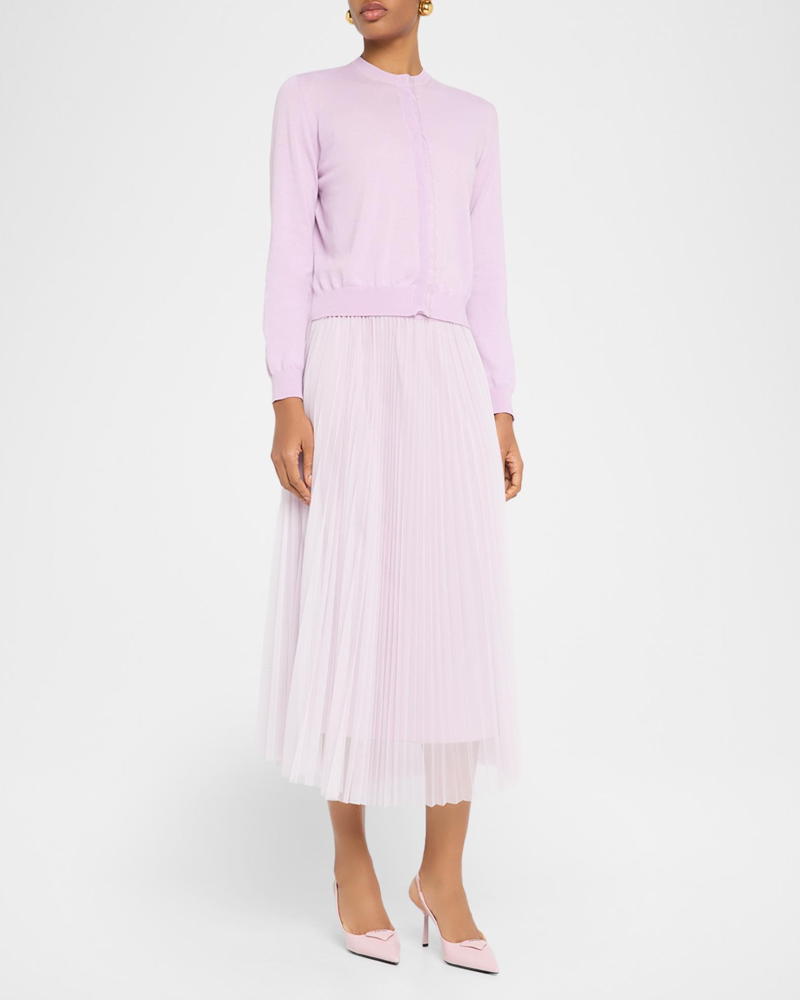 FABIANA FILIPPI Pleated Tulle Midi Skirt | Neiman Marcus