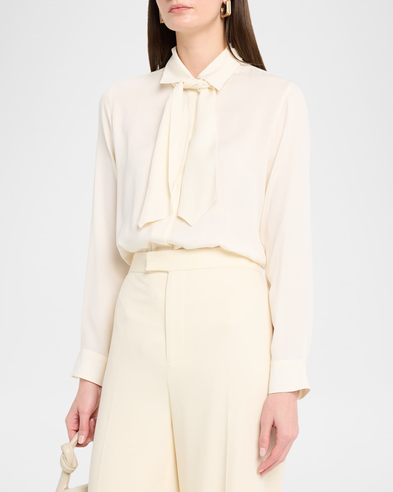 Max Mara Colmo Tie-Neck Silk Blouse | Neiman Marcus