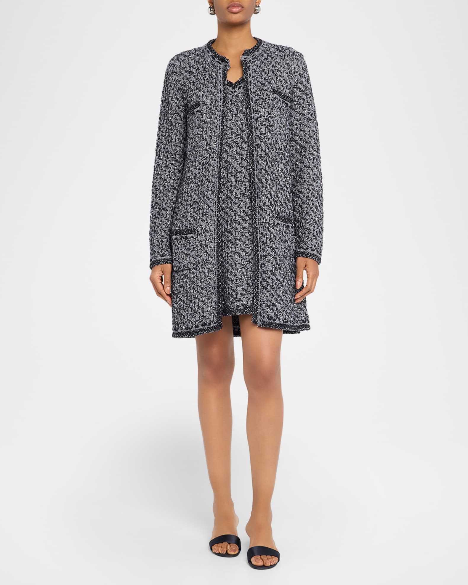 FABIANA FILIPPI Oversized Sequin Tweed Coat | Neiman Marcus