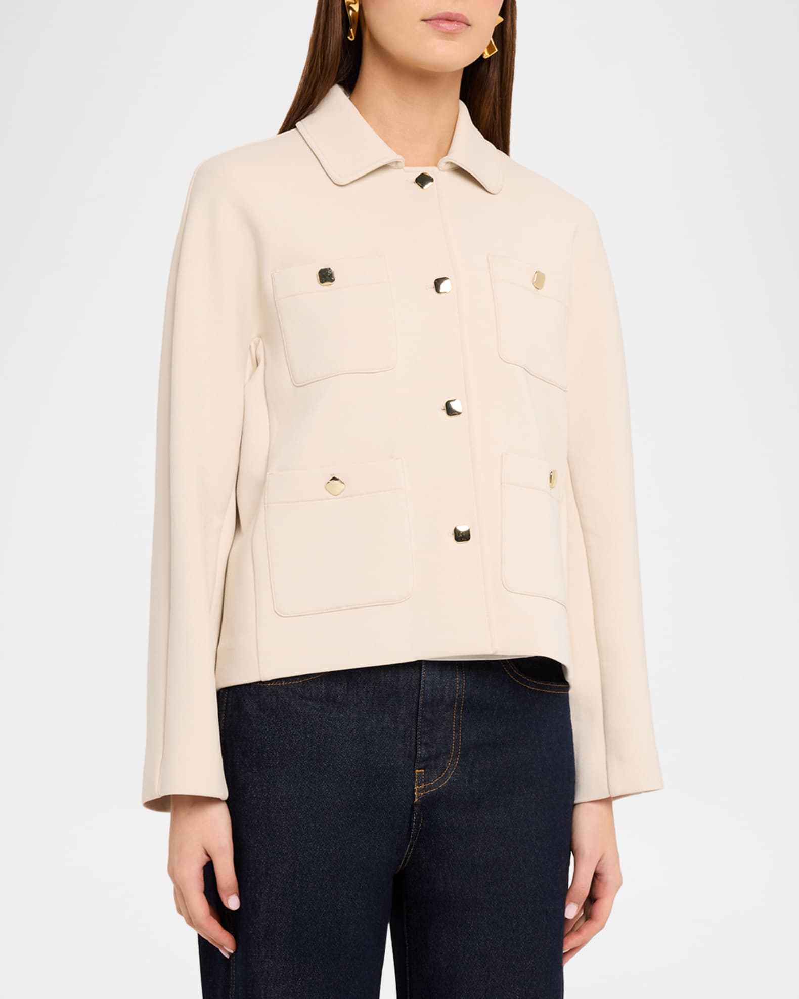 Max Mara Armonioso Scuba Jersey Boxy Jacket | Neiman Marcus
