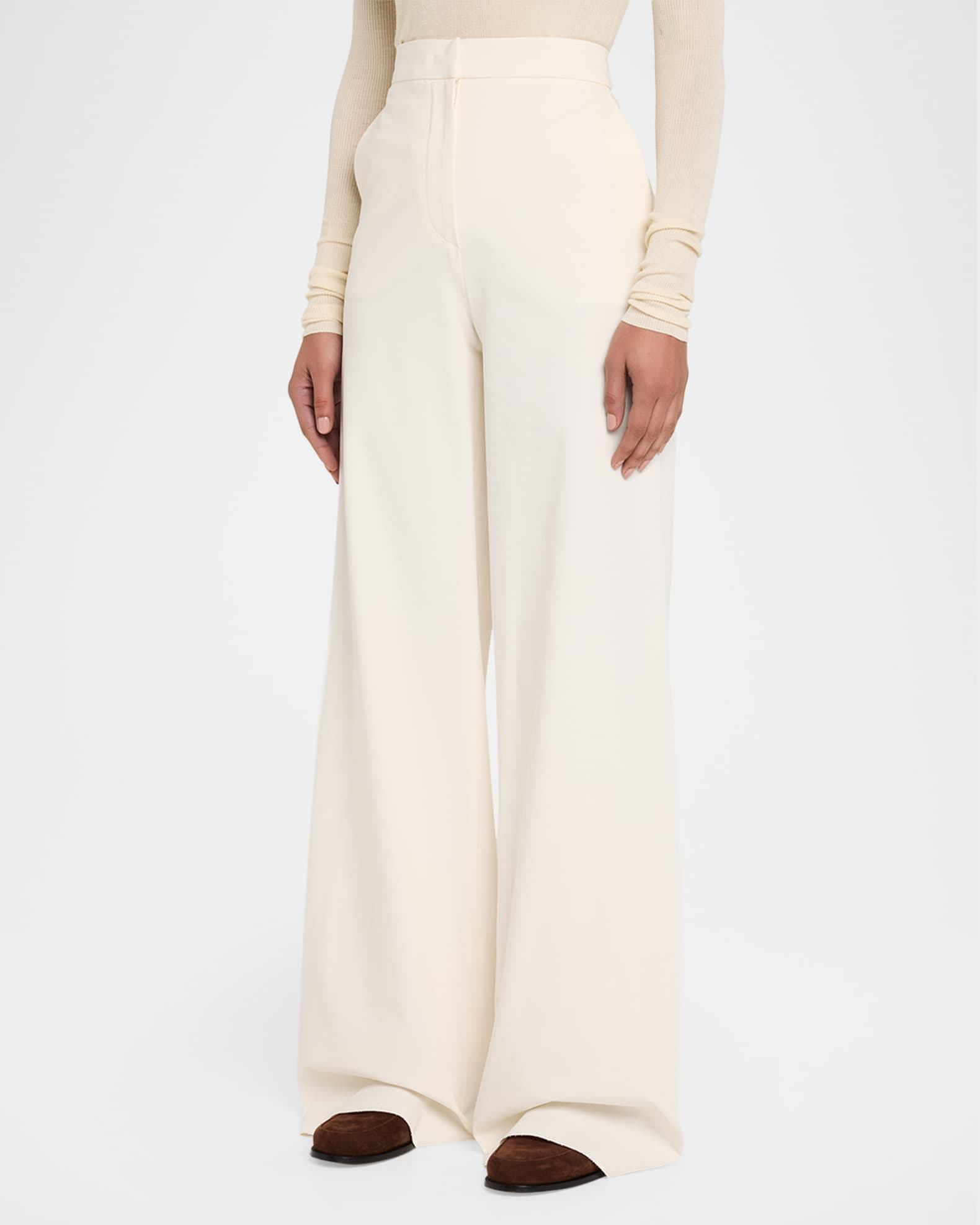 Max Mara Dentice Wide-Leg Stretch Cotton Twill Pants | Neiman Marcus