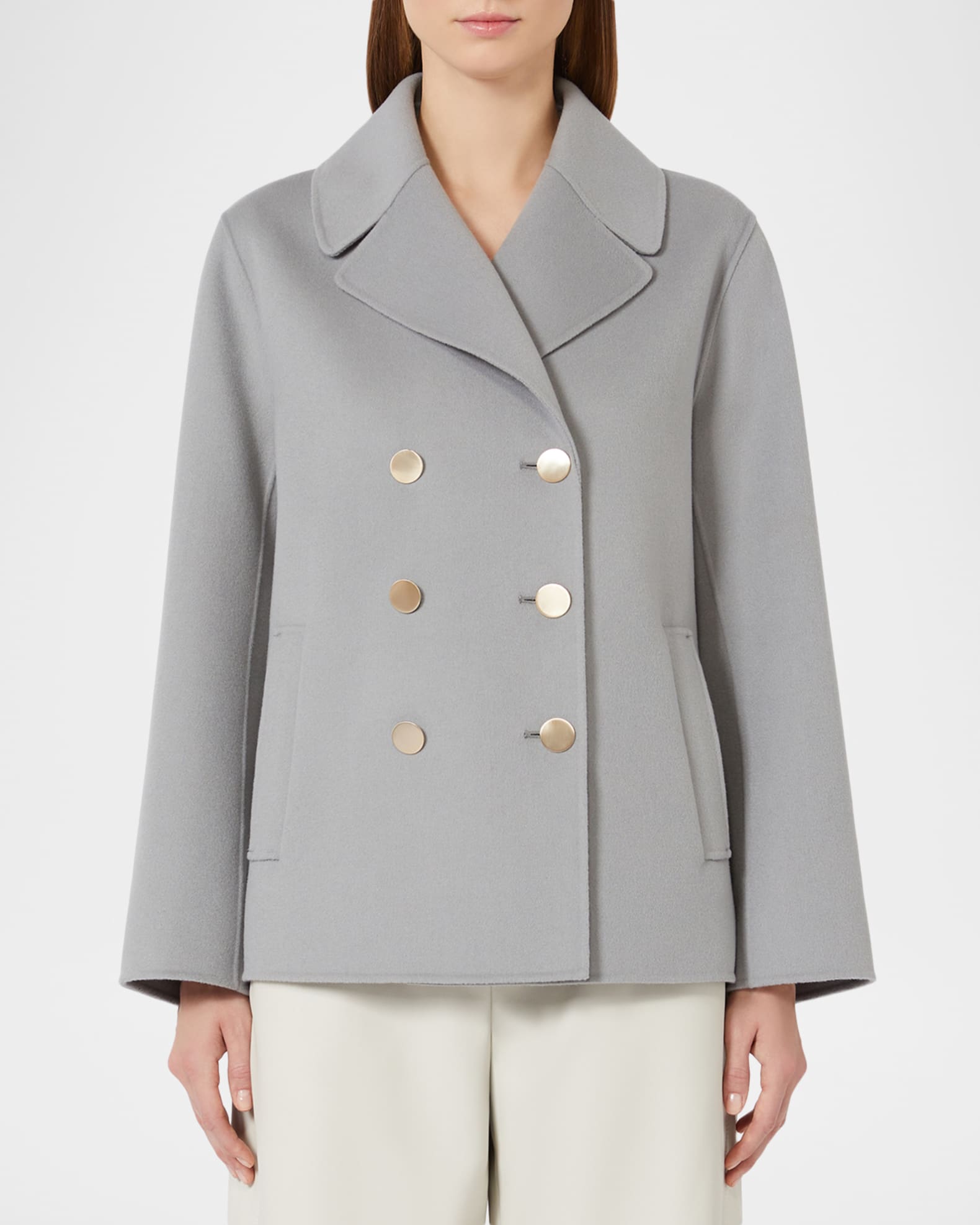 Max Mara Margot Double-Breasted Wool Short Coat | Neiman Marcus