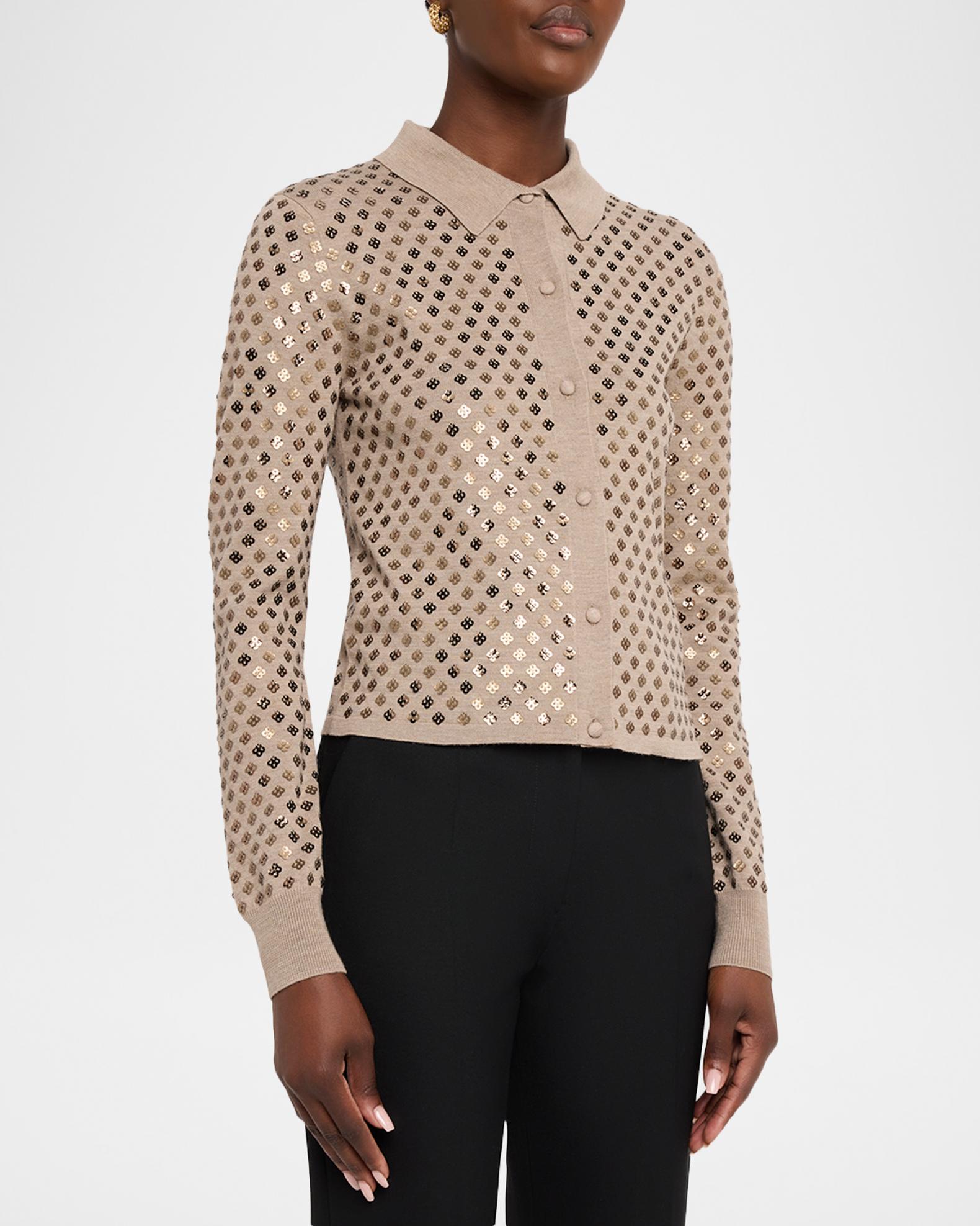 Max Mara Ragno Sequin-Embellished Wool Cardigan | Neiman Marcus