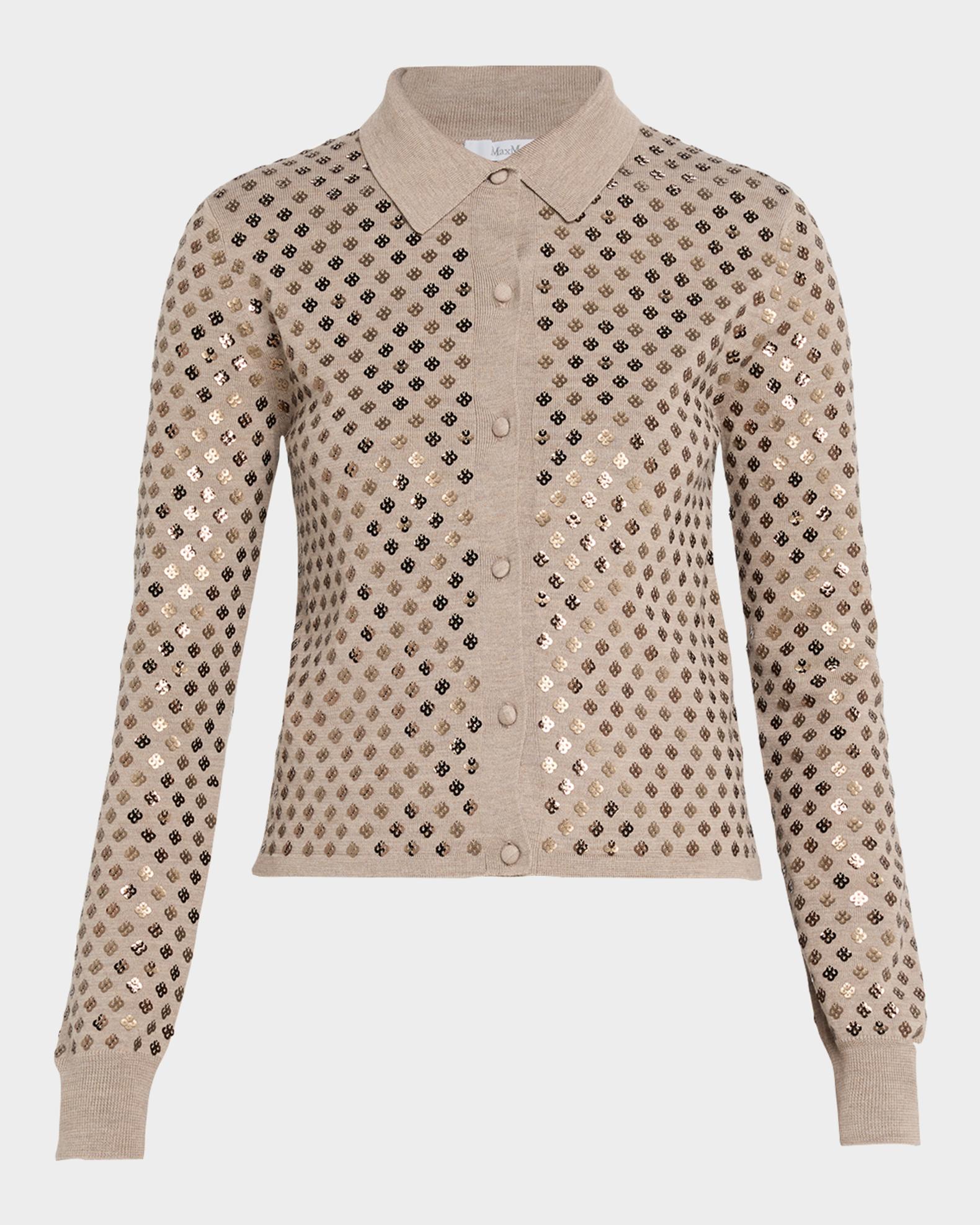 Max Mara Ragno Sequin-Embellished Wool Cardigan | Neiman Marcus