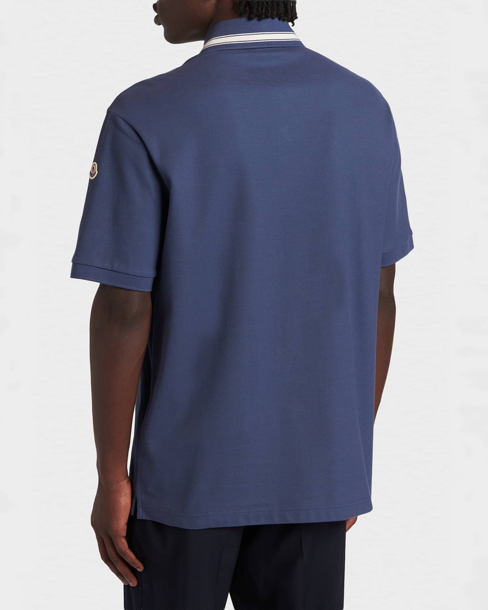 トップス MONCLER navy polo shirt Moncler logo-patch Cotton Polo Shirt | Blue | FARFETCH