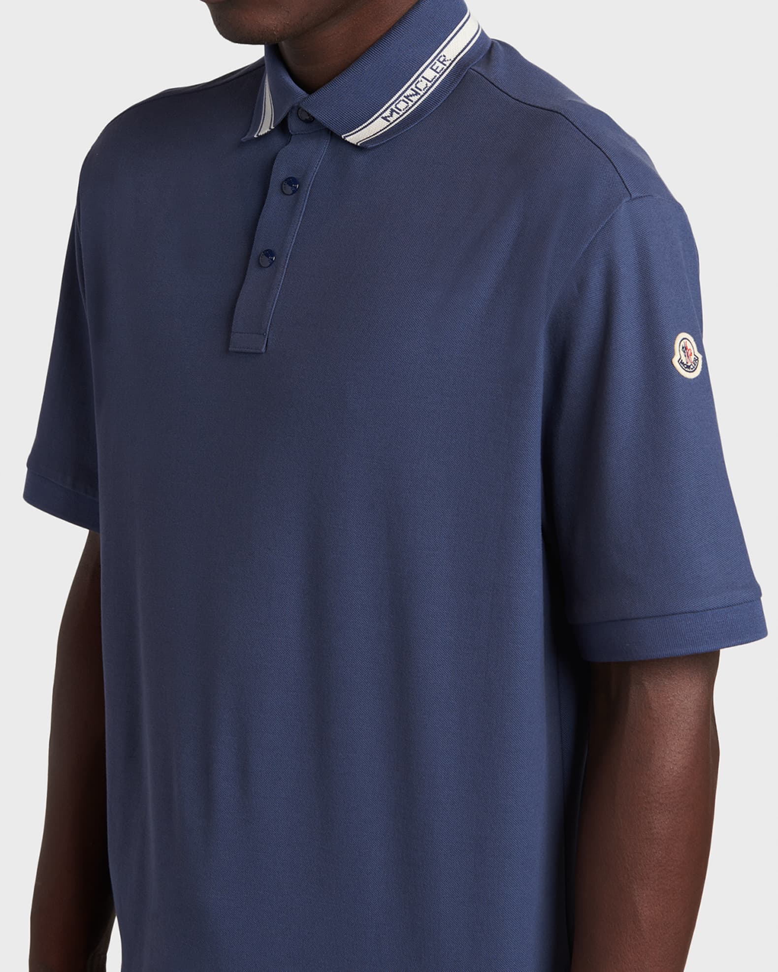 トップス MONCLER navy polo shirt Navy Blue Logo Polo Shirt - Moncler - Men | WE IN STYLE