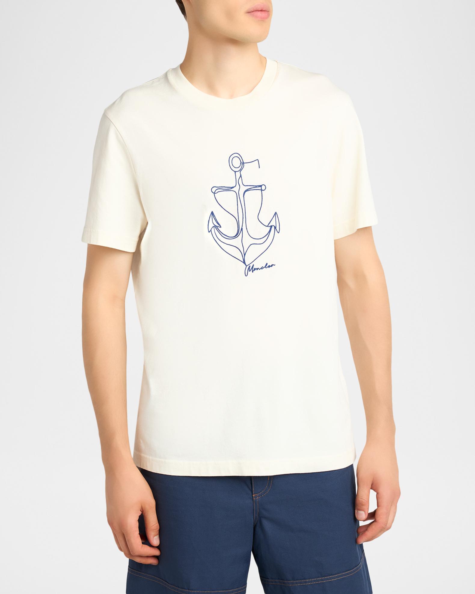 Moncler Men's Anchor Linework Logo T-Shirt | Neiman Marcus