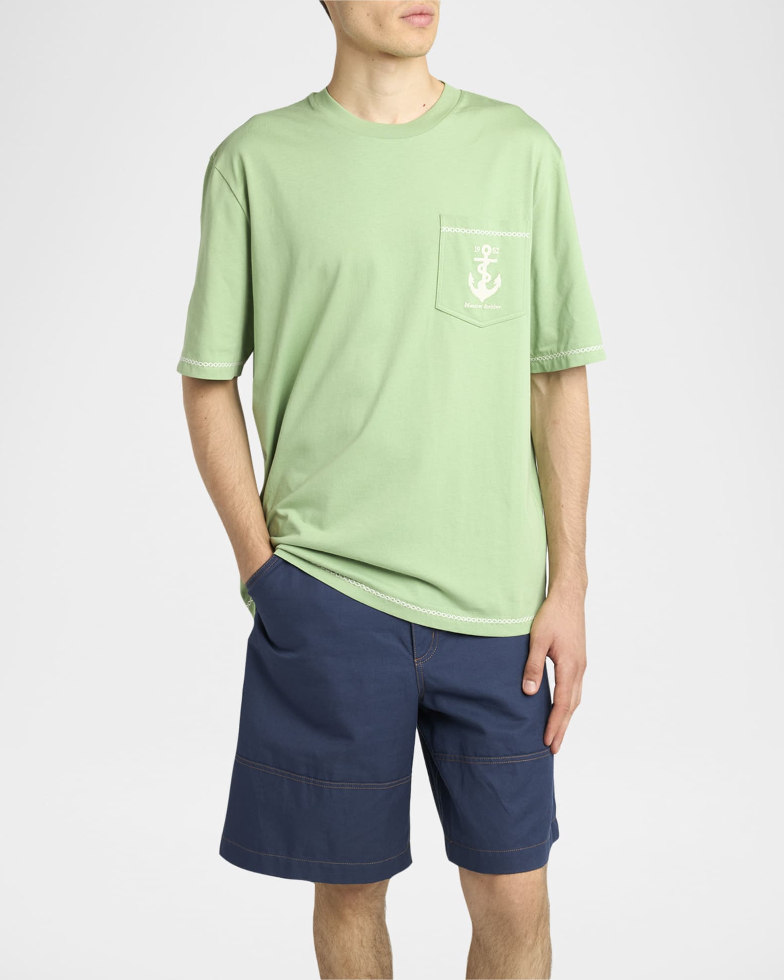 Moncler Men's Anchor Cotton Pocket T-Shirt | Neiman Marcus