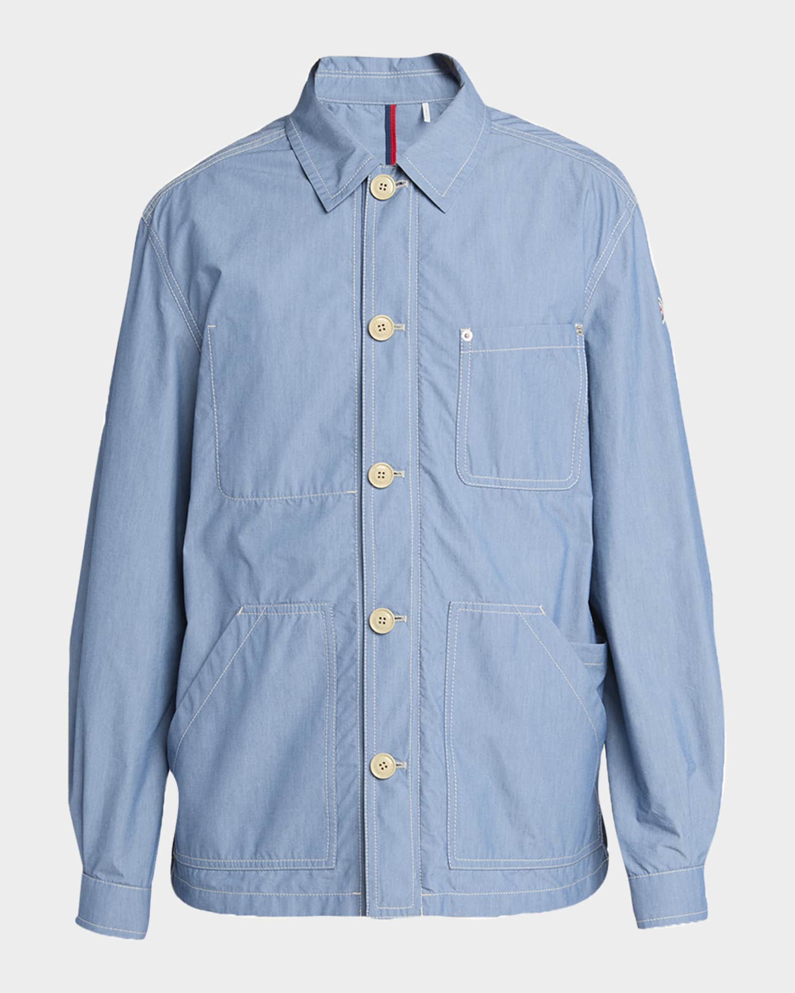 Moncler Men's Elorn Chambray Shirt Jacket | Neiman Marcus
