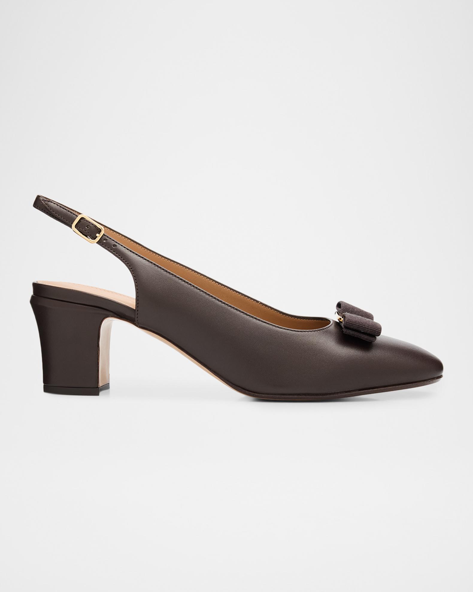 FERRAGAMO 55mm Vetty Leather Slingback Pumps | Neiman Marcus