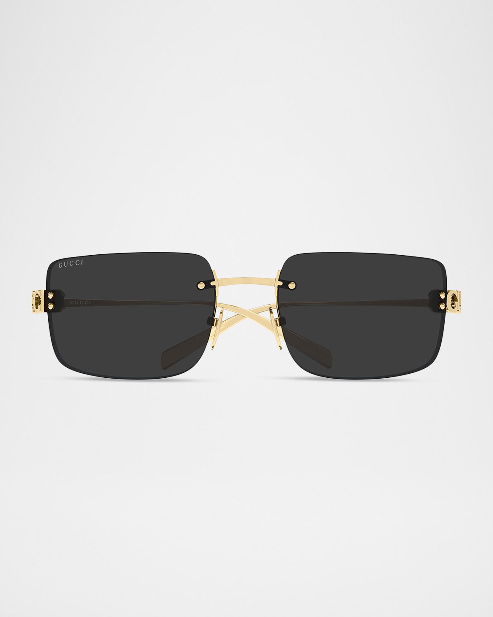 Gucci Logo 61mm Metal Rectangular Sunglasses | Neiman Marcus
