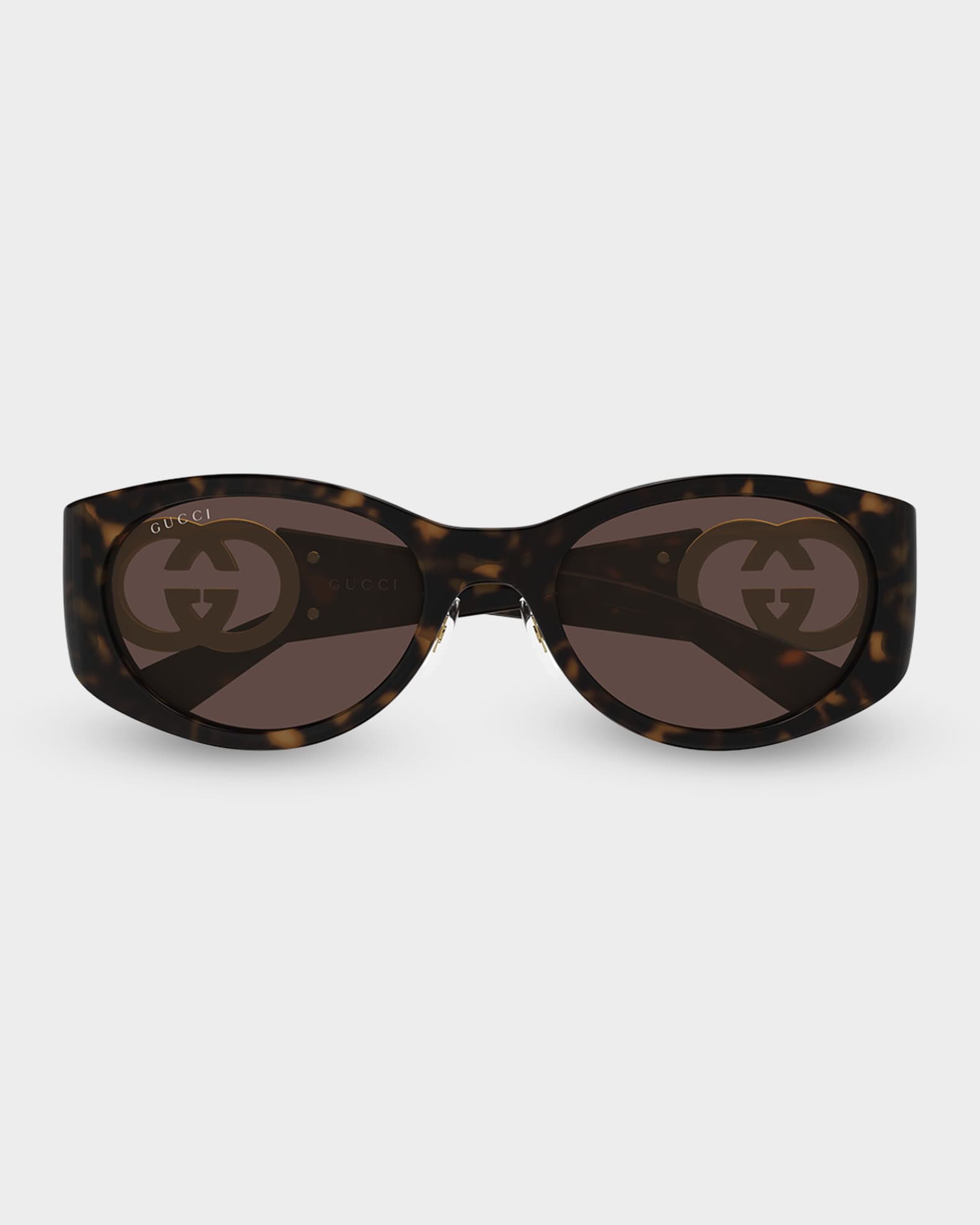 Gucci Crystal-Embellished Logo 51mm Oval Sunglasses | Neiman Marcus