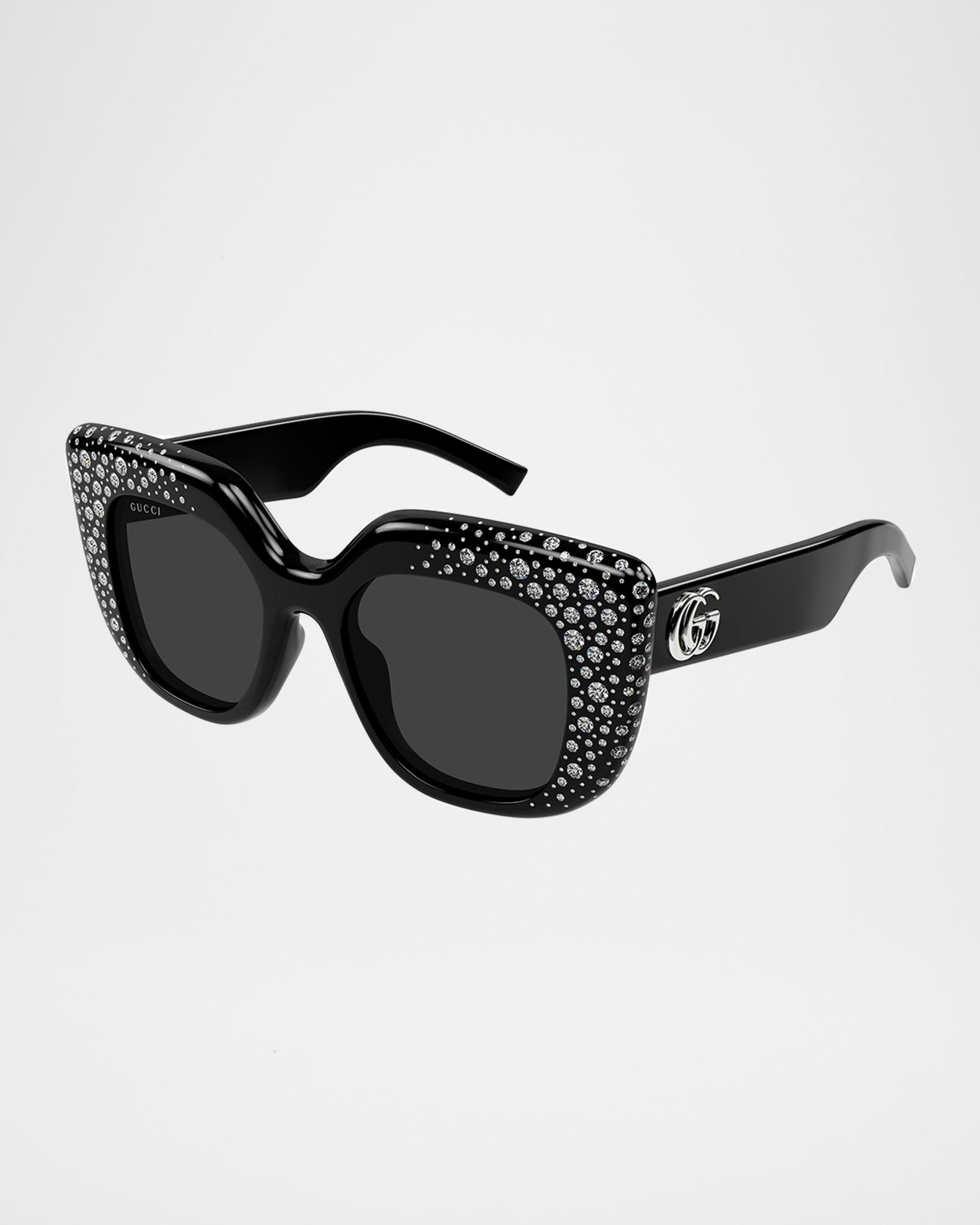 Gucci 50mm Crystal-Embellished Square Sunglasses | Neiman Marcus