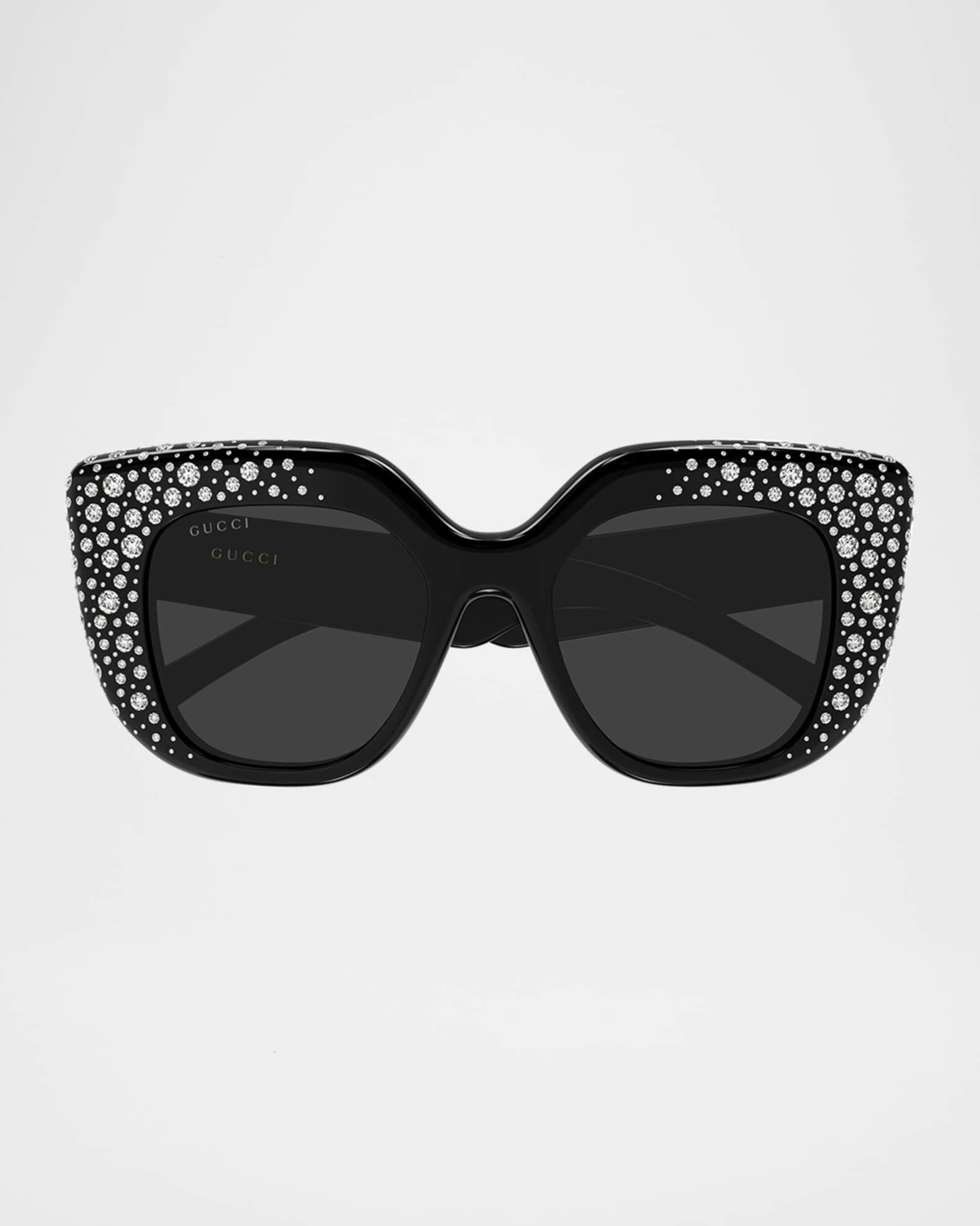 Gucci 50mm Crystal-Embellished Square Sunglasses | Neiman Marcus