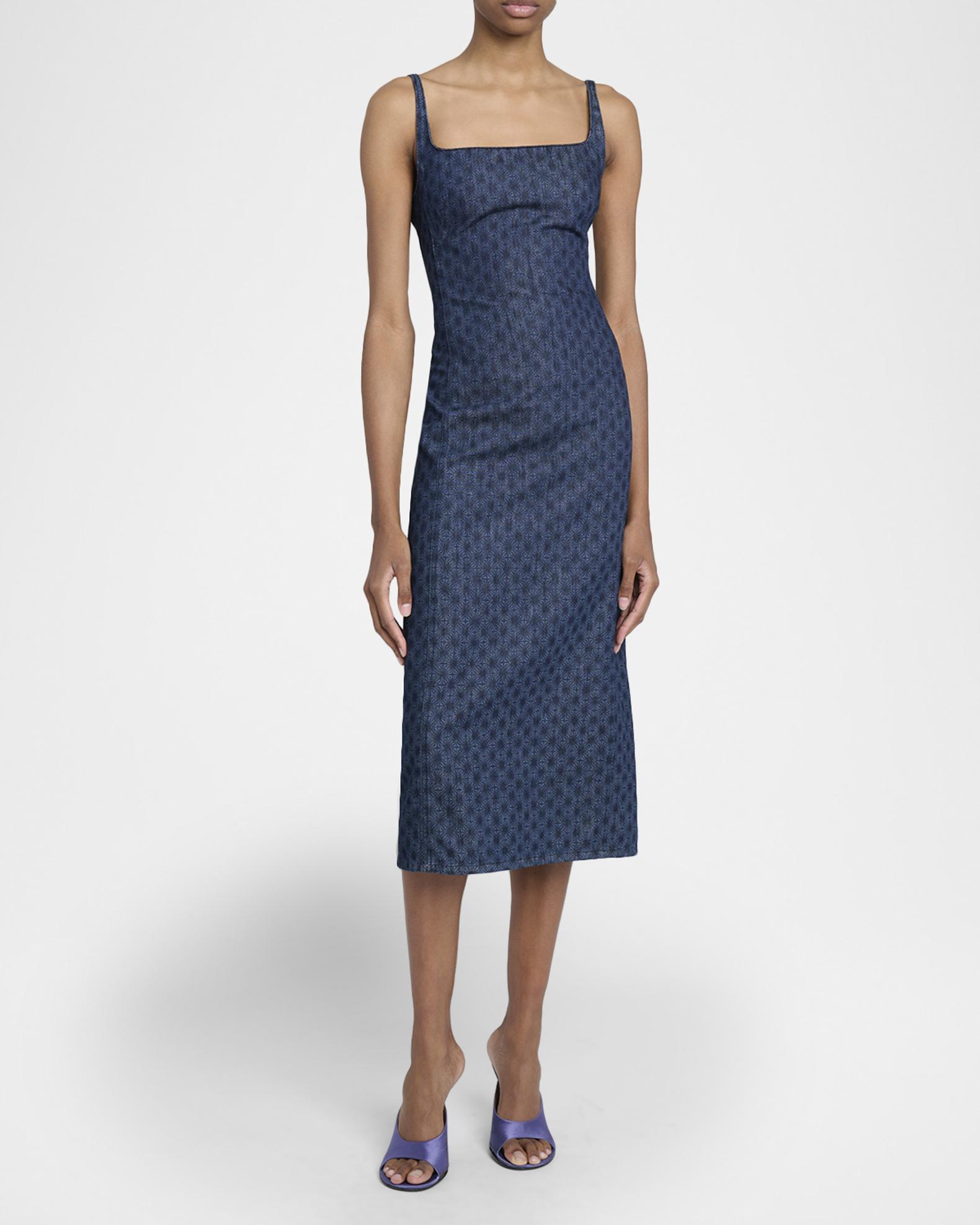 Dries Van Noten Debano Printed Denim Sleeveless Midi Dress