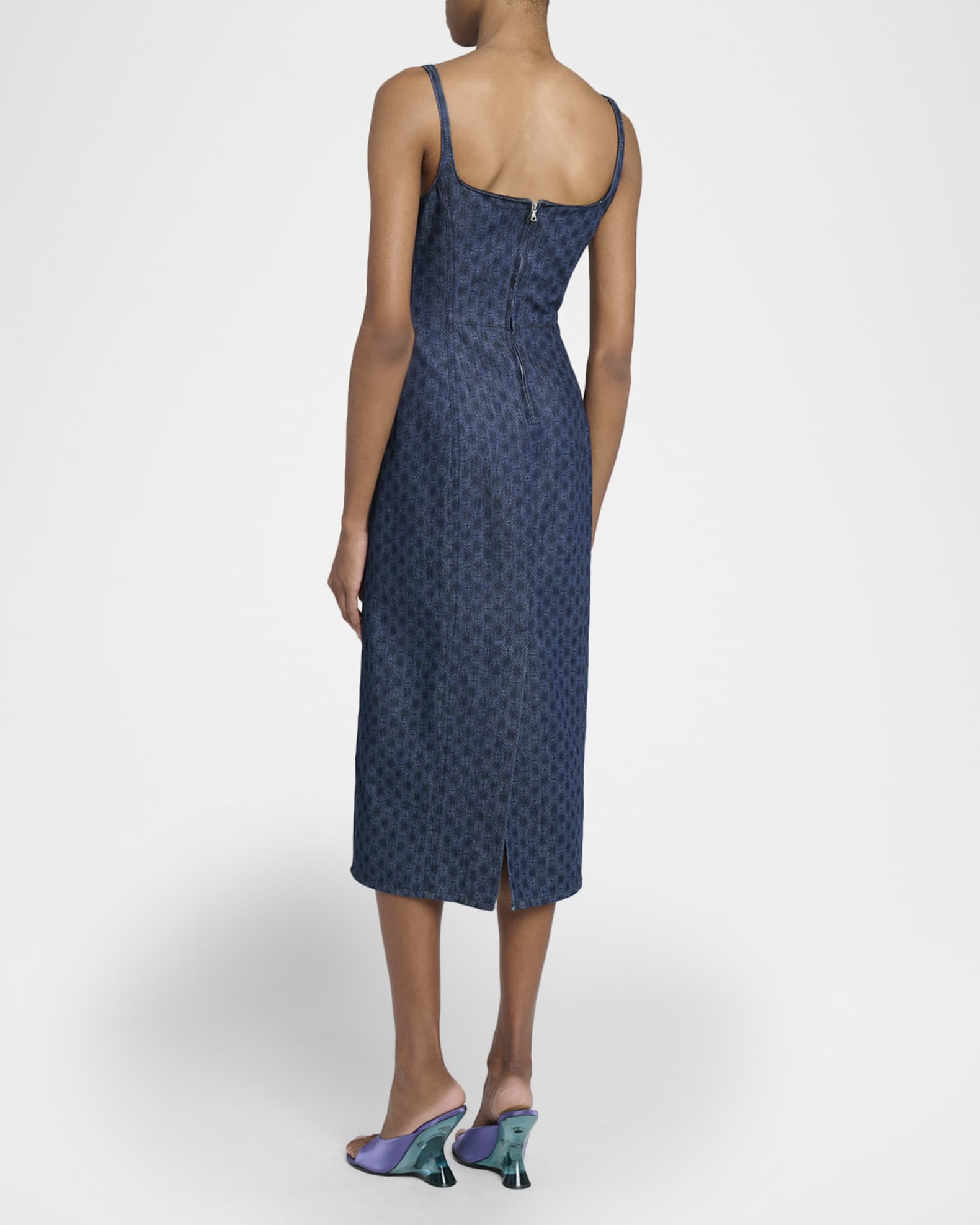 Dries Van Noten Debano Printed Denim Sleeveless Midi Dress
