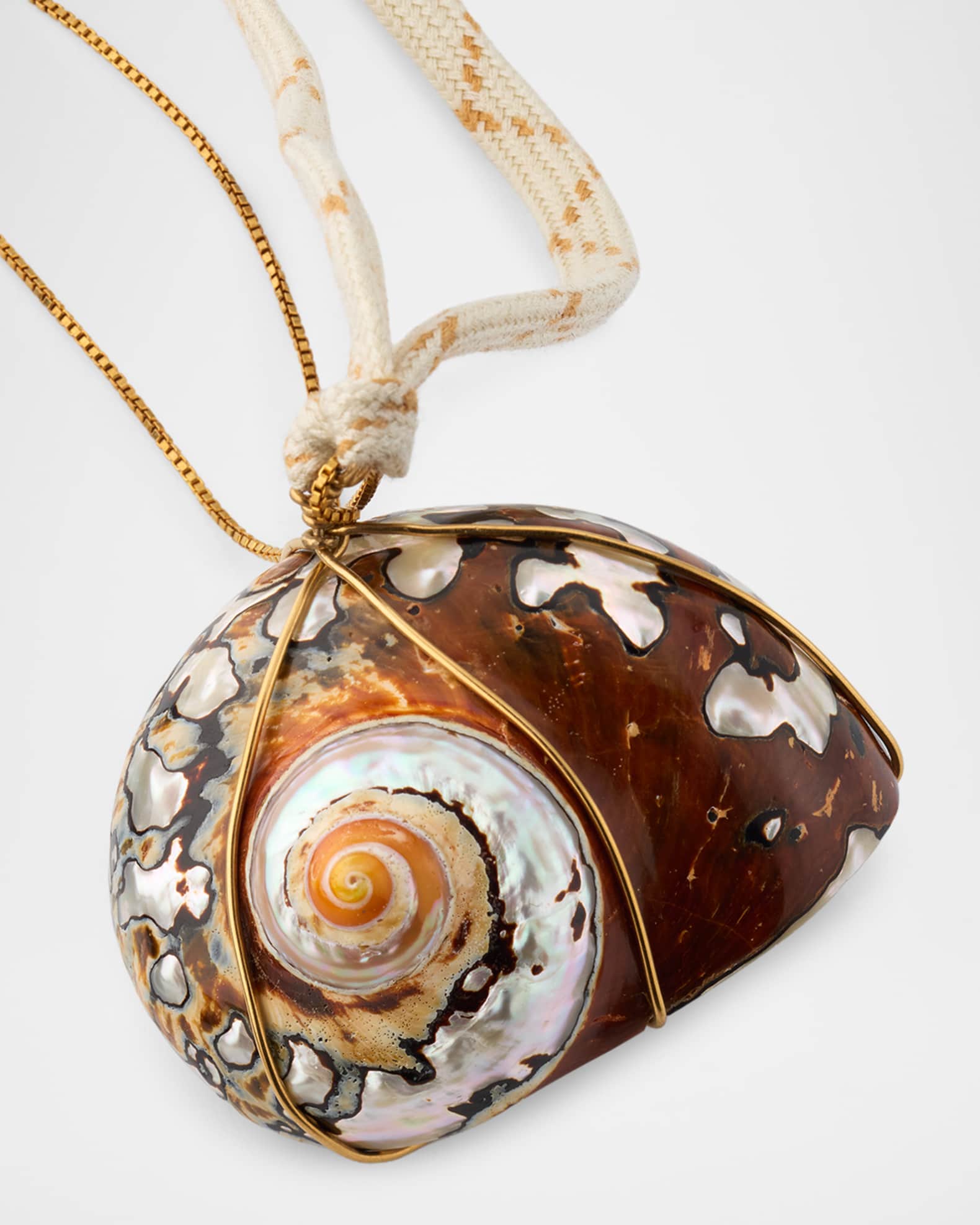 Dries Van Noten Two-Strand Brass Shell Pendant Necklace | Neiman