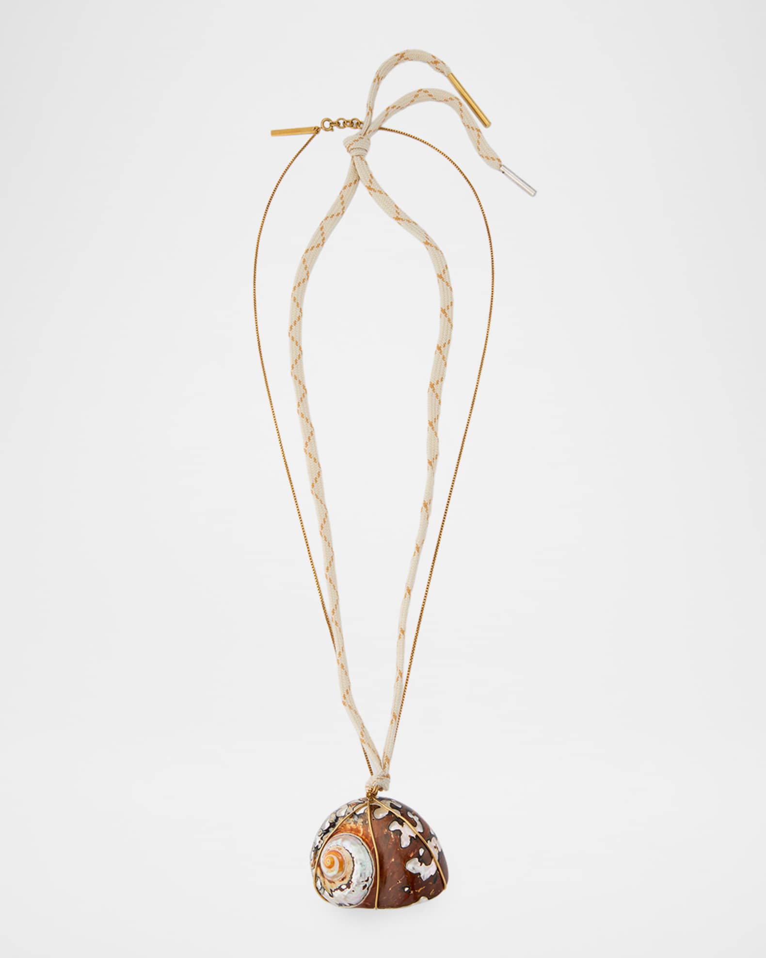 Dries Van Noten Two-Strand Brass Shell Pendant Necklace | Neiman