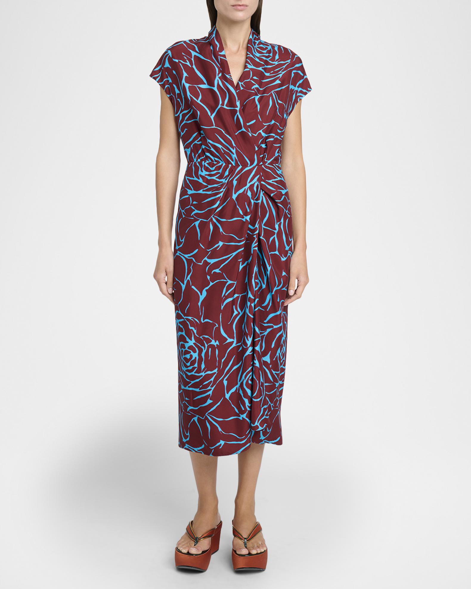 Dries Van Noten Dilian Floral Jacquard Draped Wrap Midi Dress