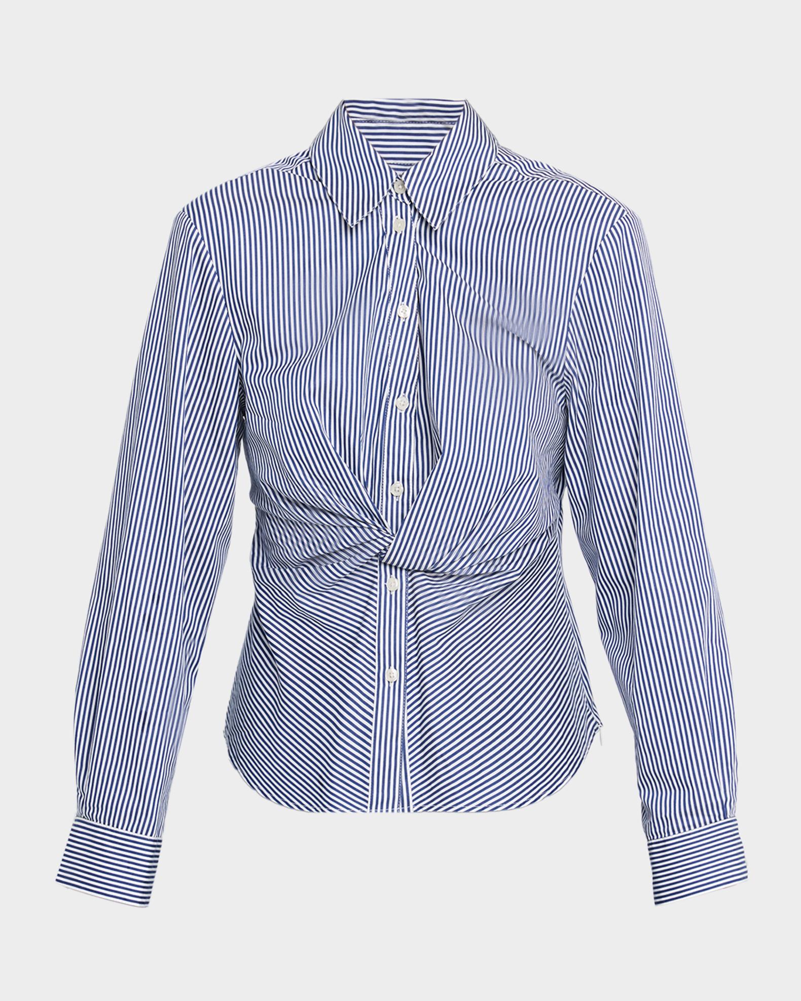 Tanya Taylor Oakley Striped Twist-Front Shirt | Neiman Marcus