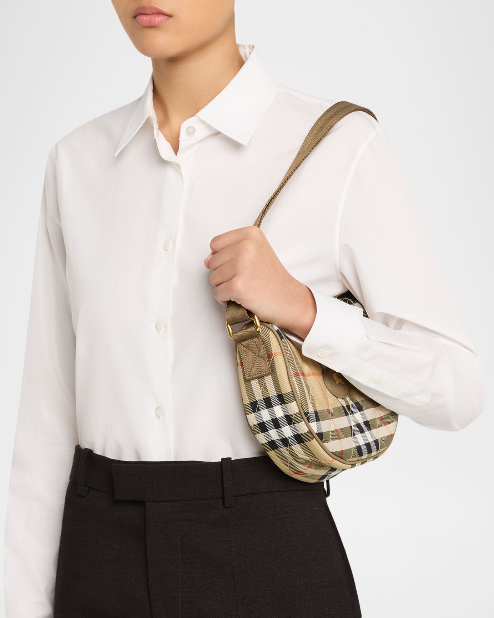 Burberry Horseshoe Quilted Check Nylon Crossbody Bag | Neiman Marcus