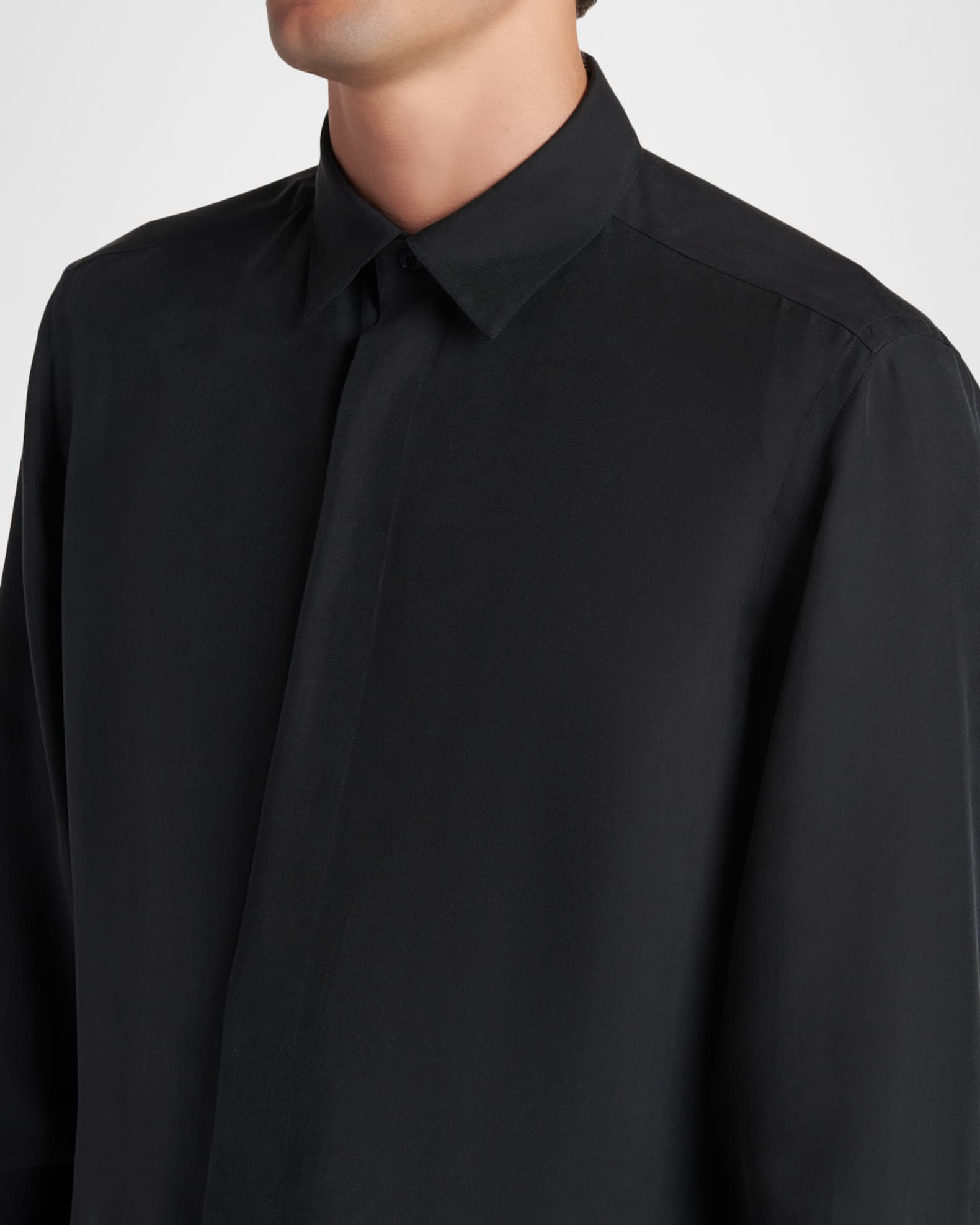 TOM FORD Men's Cupro Twill Concealed-Placket Sport Shirt | Neiman