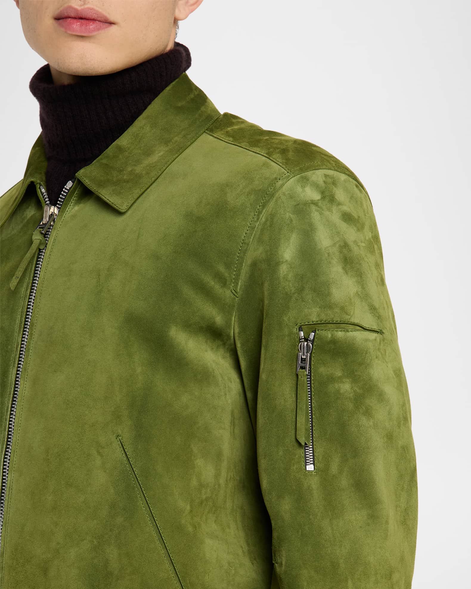 TOM FORD Men's Suede Cashmere-Knit Blouson Jacket | Neiman Marcus