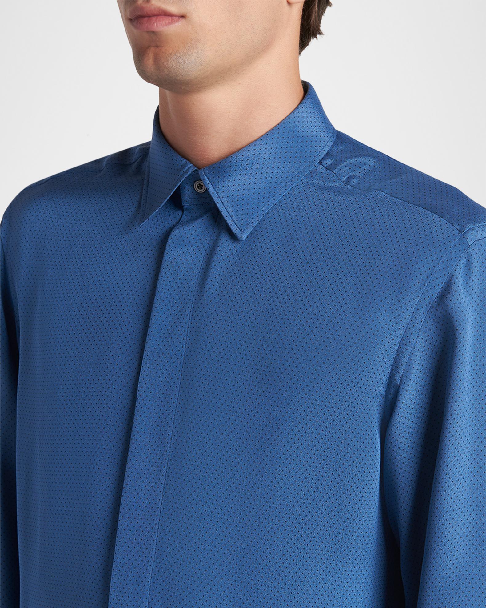 TOM FORD Men's Silk Jacquard Micro-Dot Concealed-Placket Sport