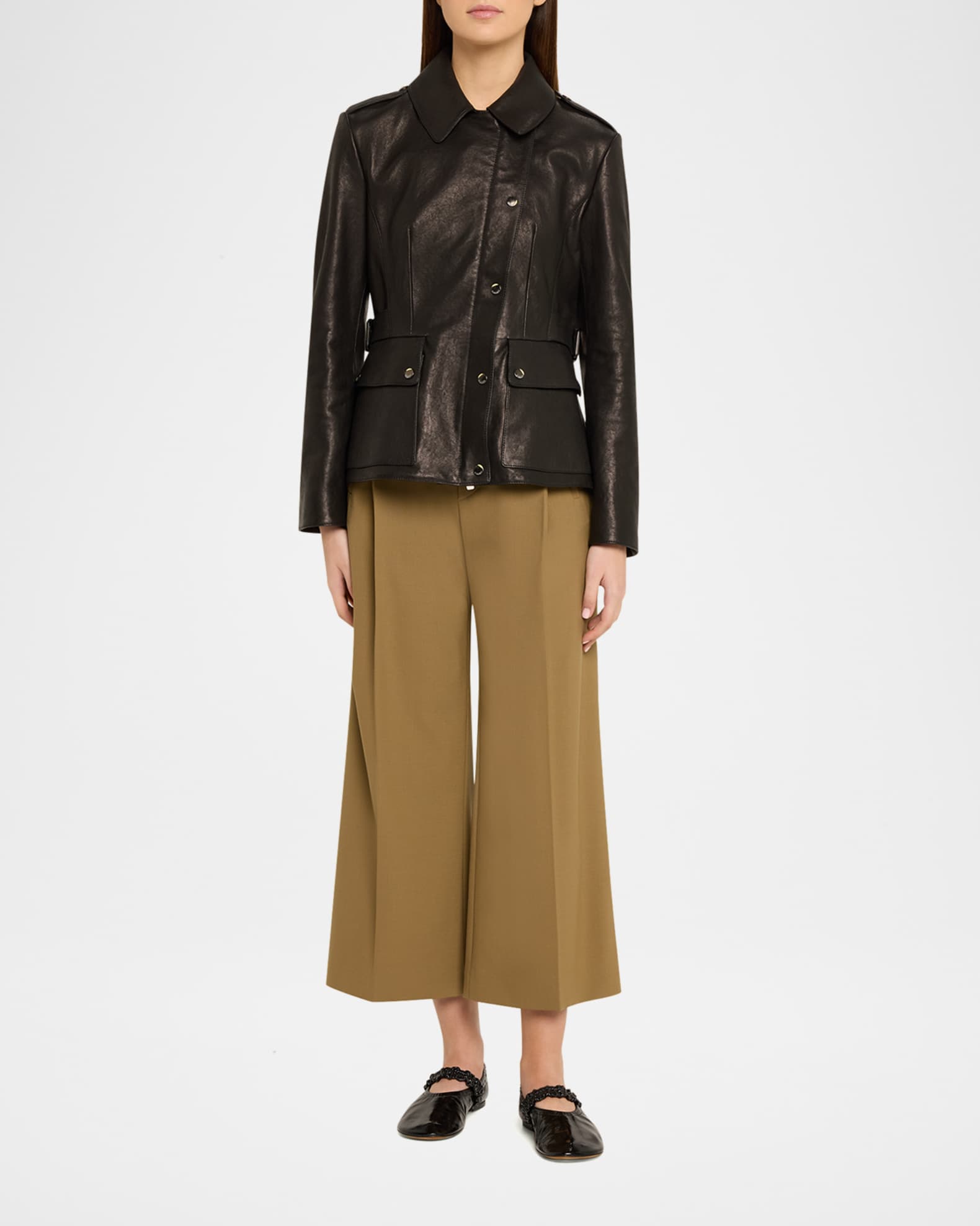 Burberry Leyton Lamb Leather Trench Jacket | Neiman Marcus