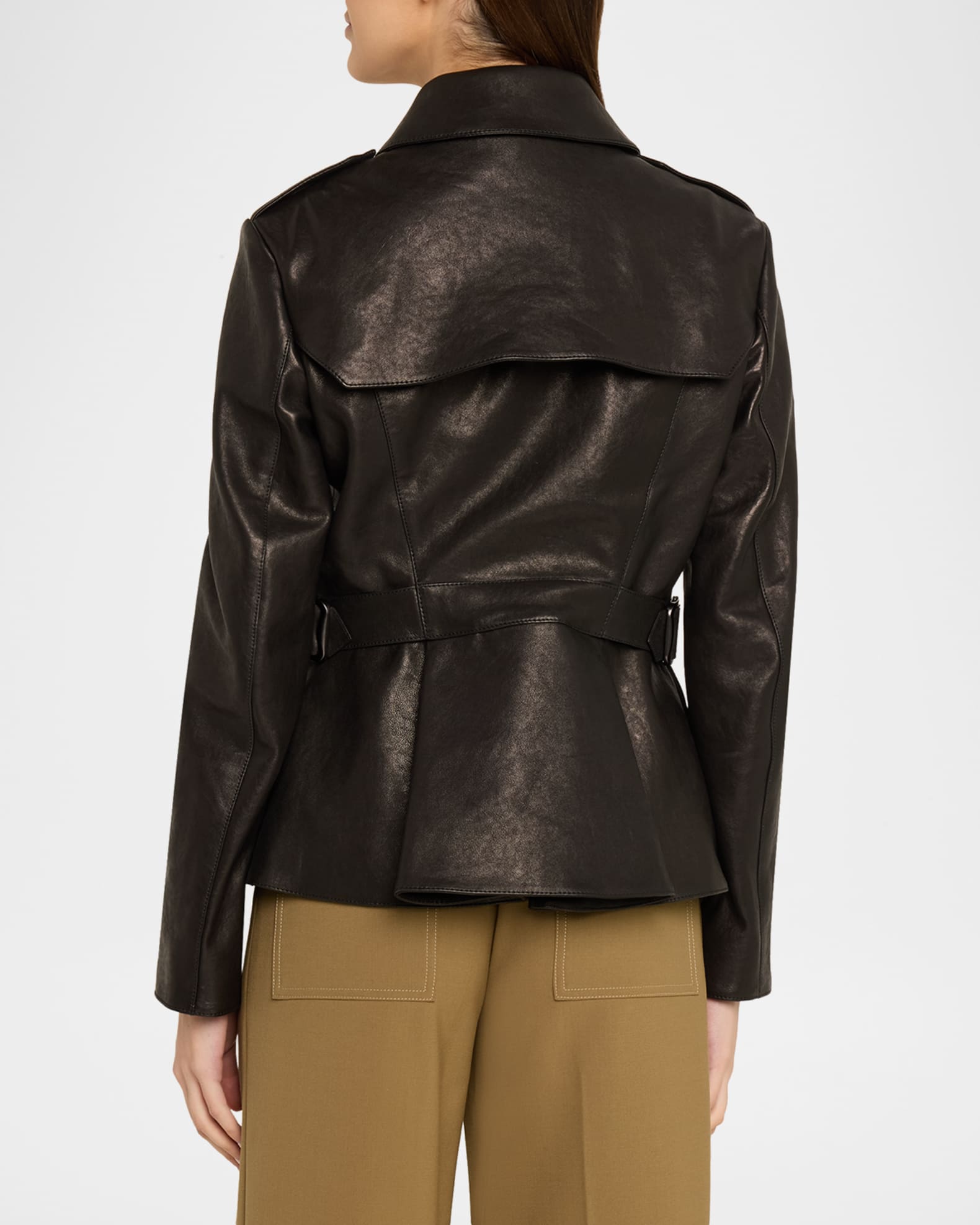 Burberry Leyton Lamb Leather Trench Jacket | Neiman Marcus